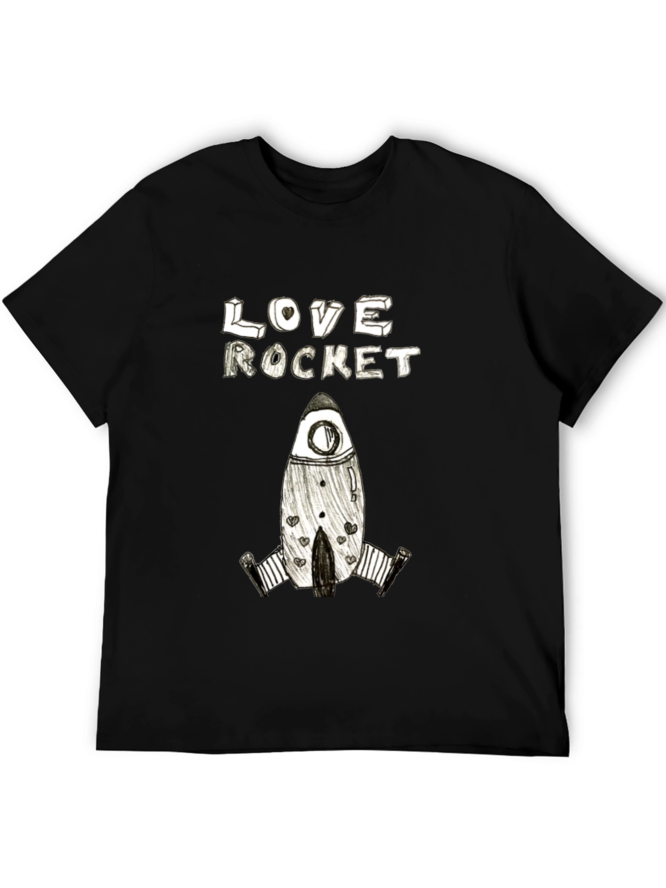 Black Love Rocket Graphic Tee - Black Cotton Blend view 5