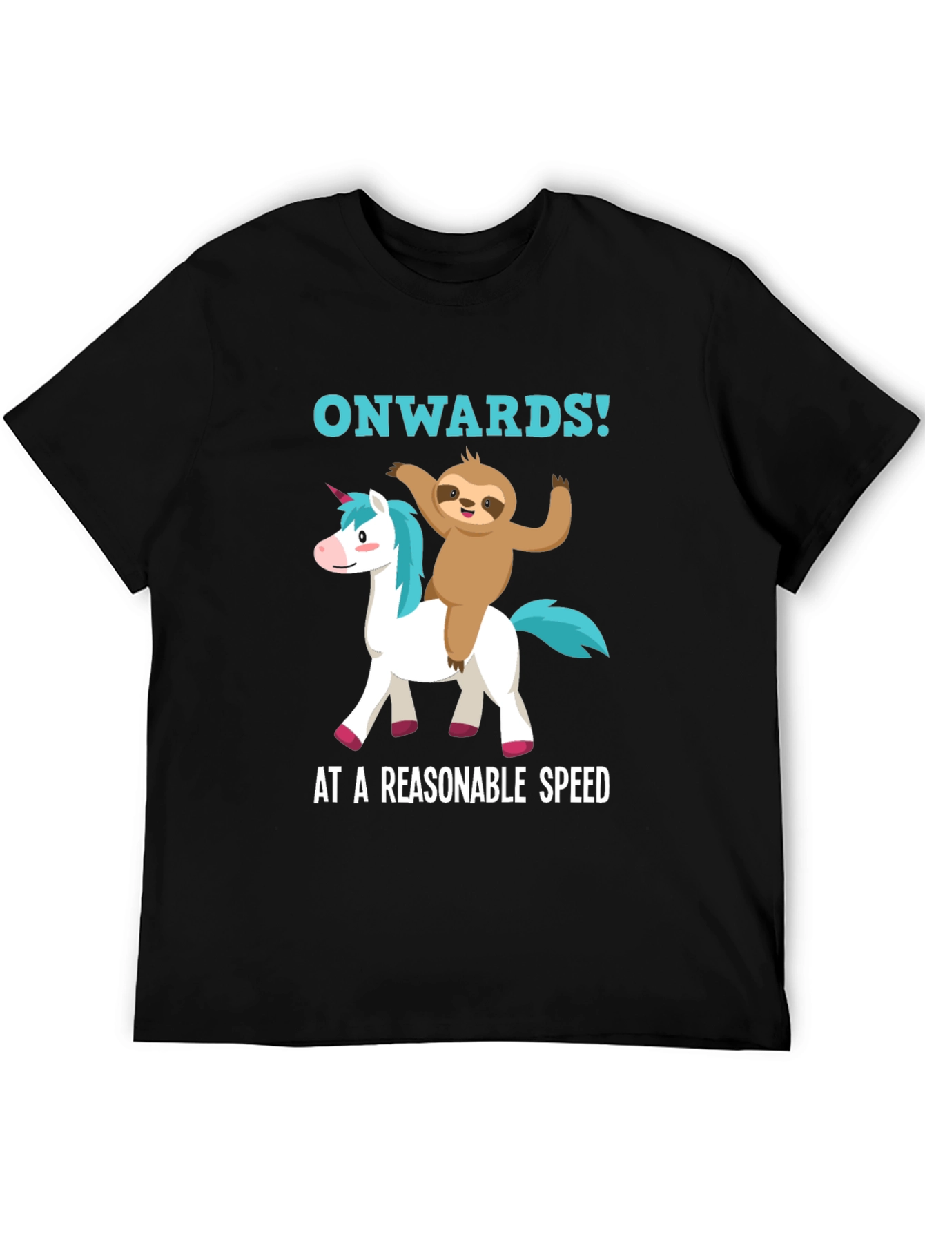 Black Sloth Riding Unicorn T-Shirt - Reasonable Speed view 5