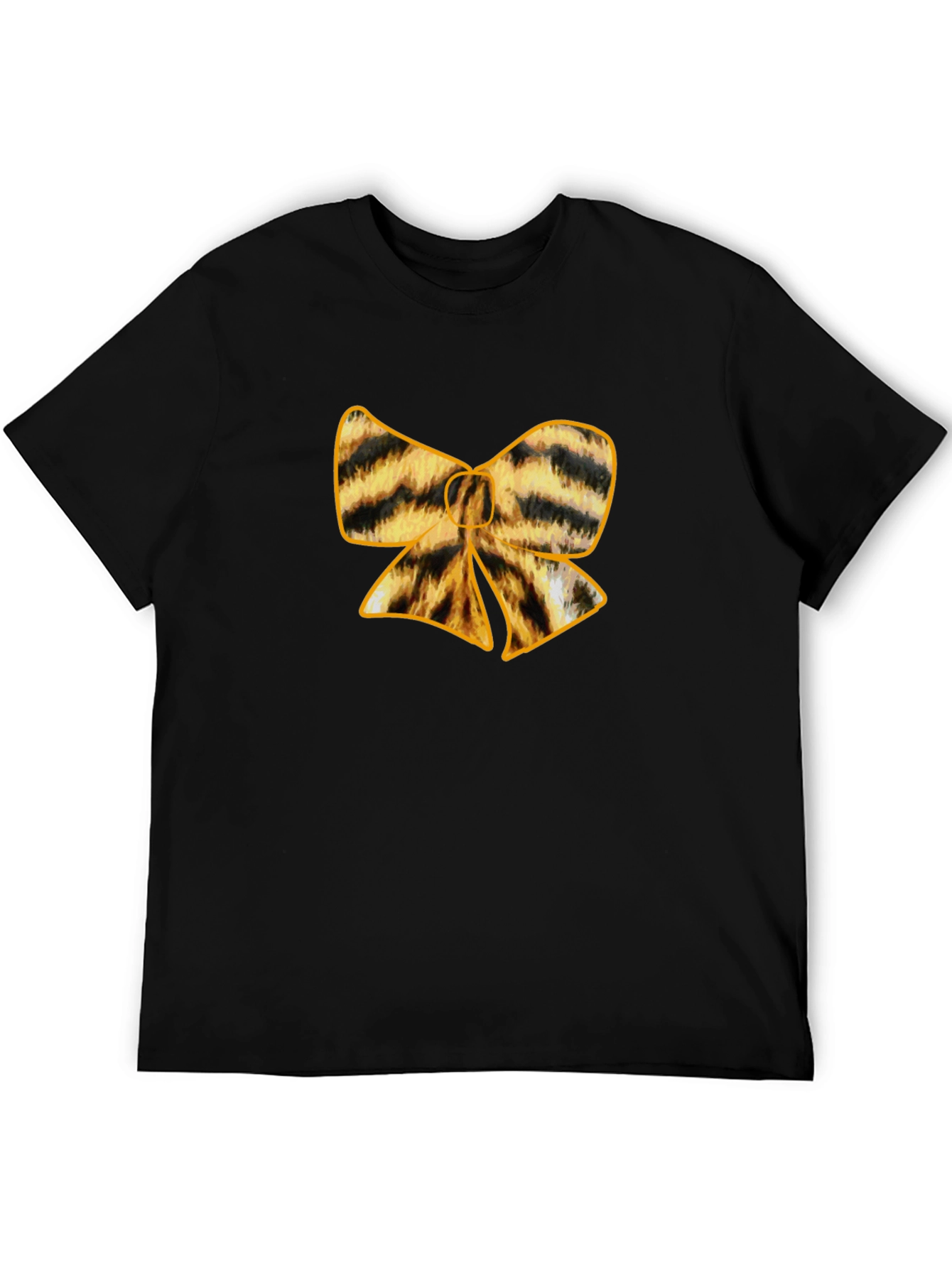 Black Striped Bow Tie Graphic Tee - Stylish Black T-Shirt view 5
