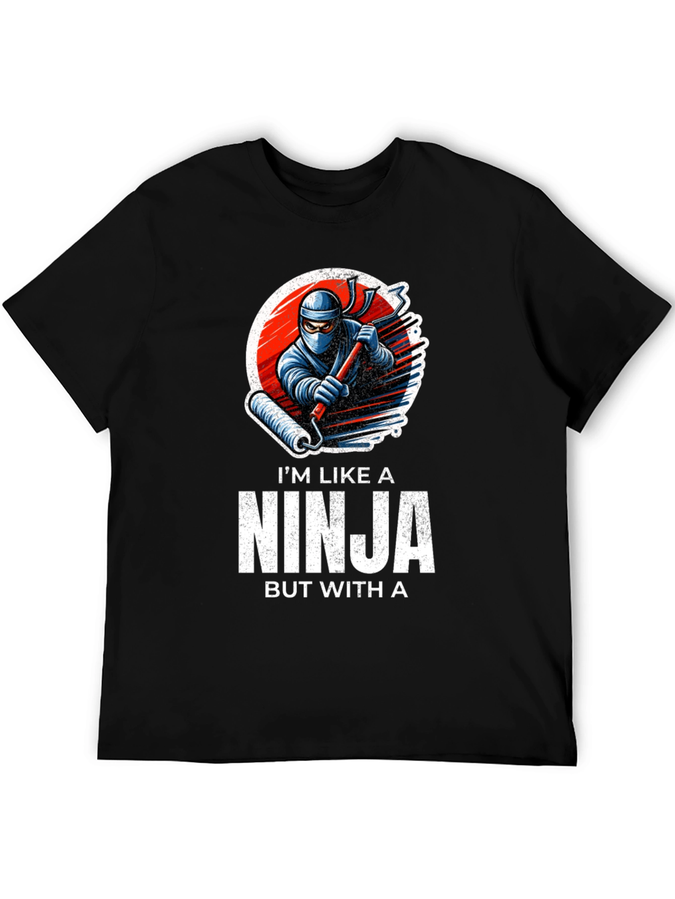 Black Ninja Painter T-Shirt - Funny Graphic Tee view 5