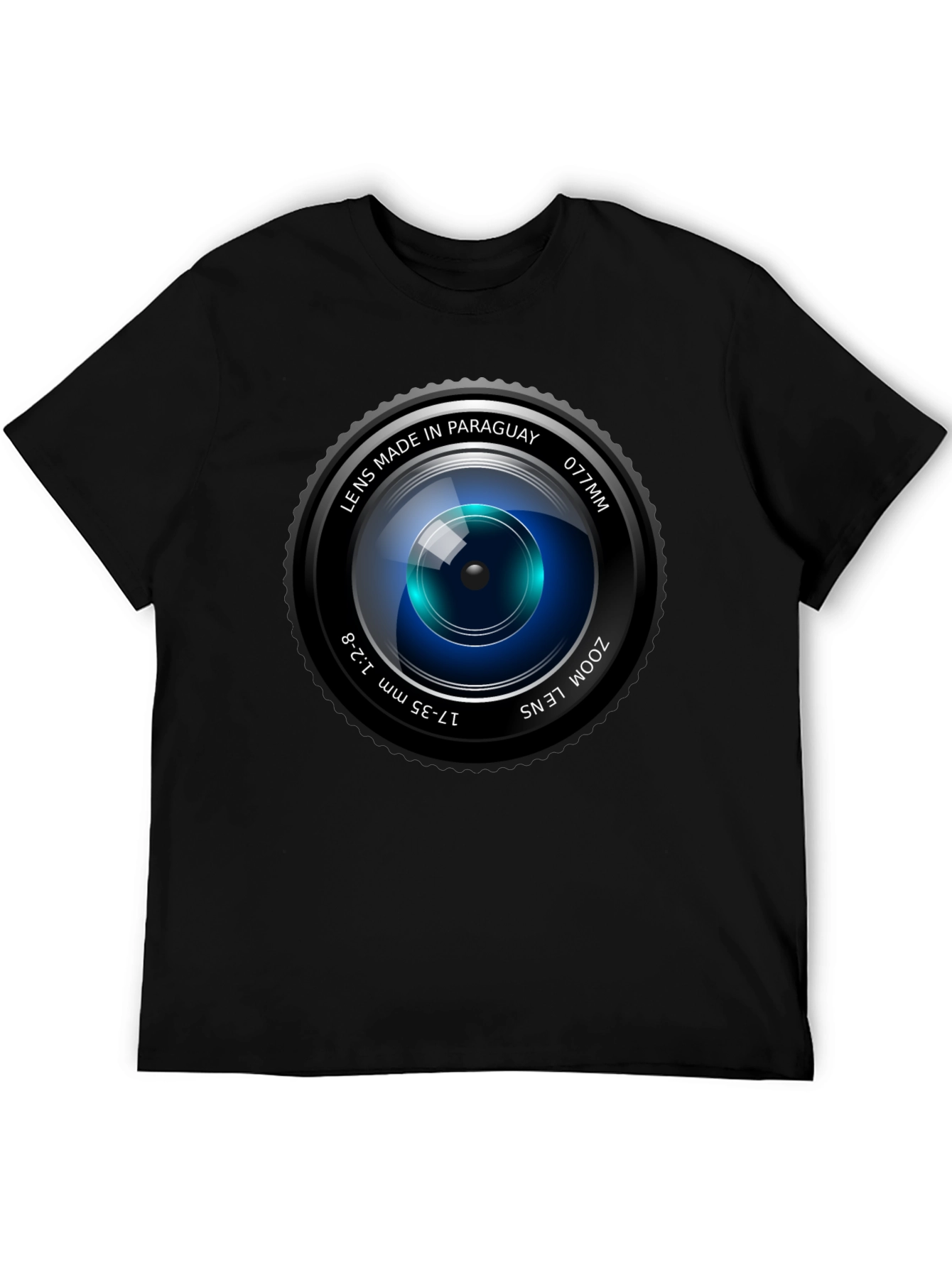 Black Camera Lens Graphic Print Crew Neck T-Shirt view 5