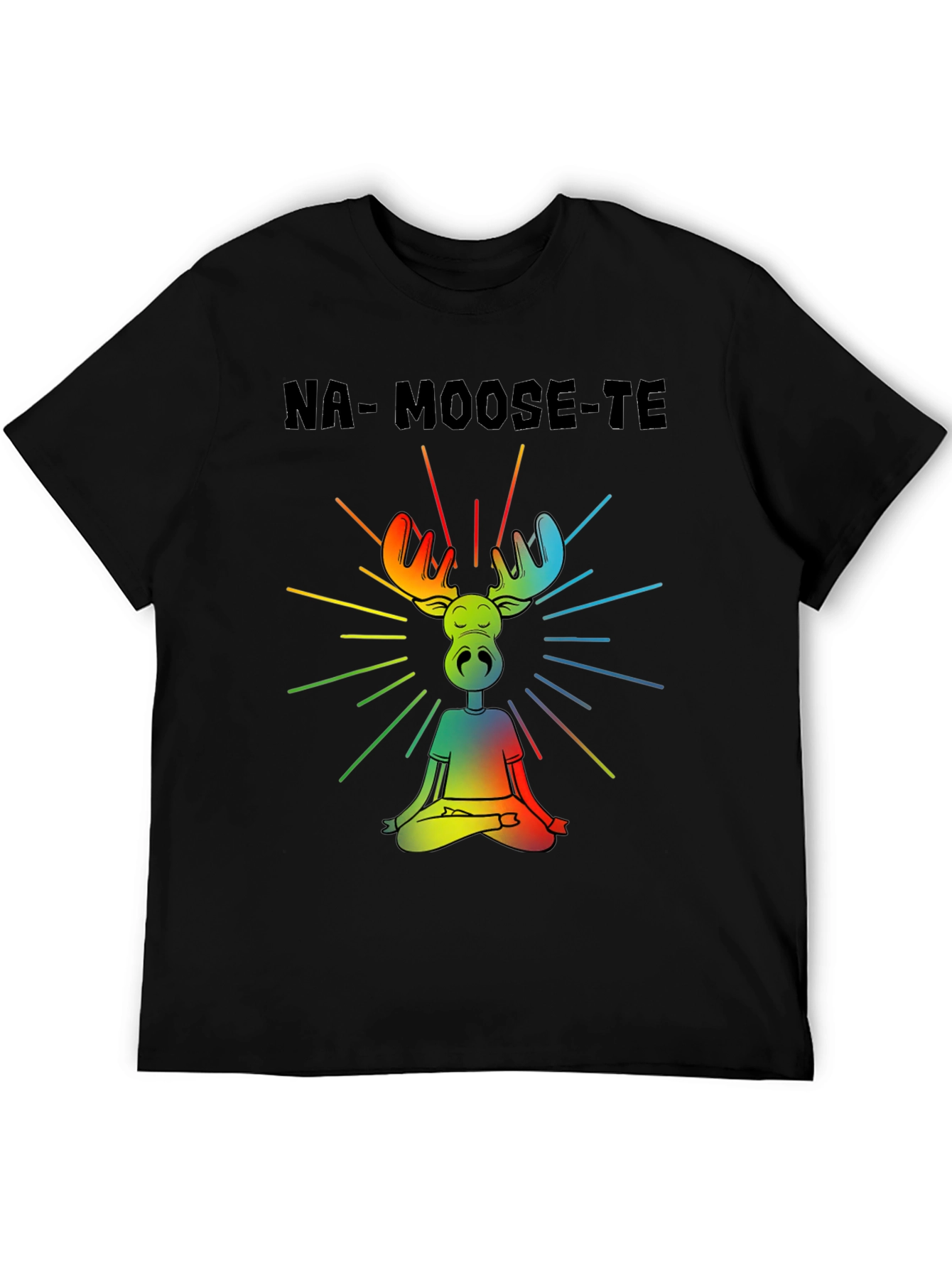 Black Na-Moose-Te T-Shirt - Yoga Moose Design view 5