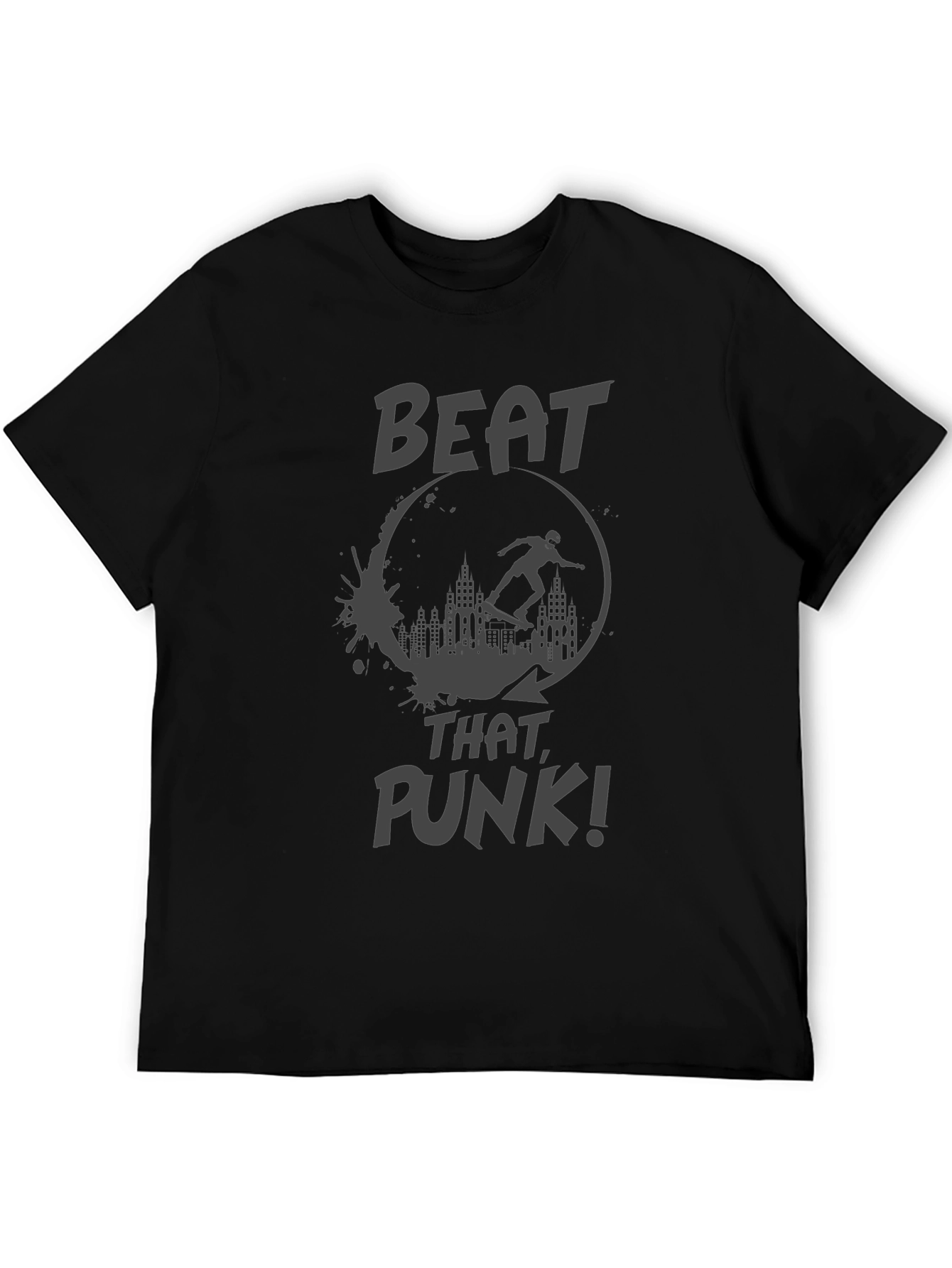 Black Beat That Punk T-Shirt - Skateboarder City Scene view 5