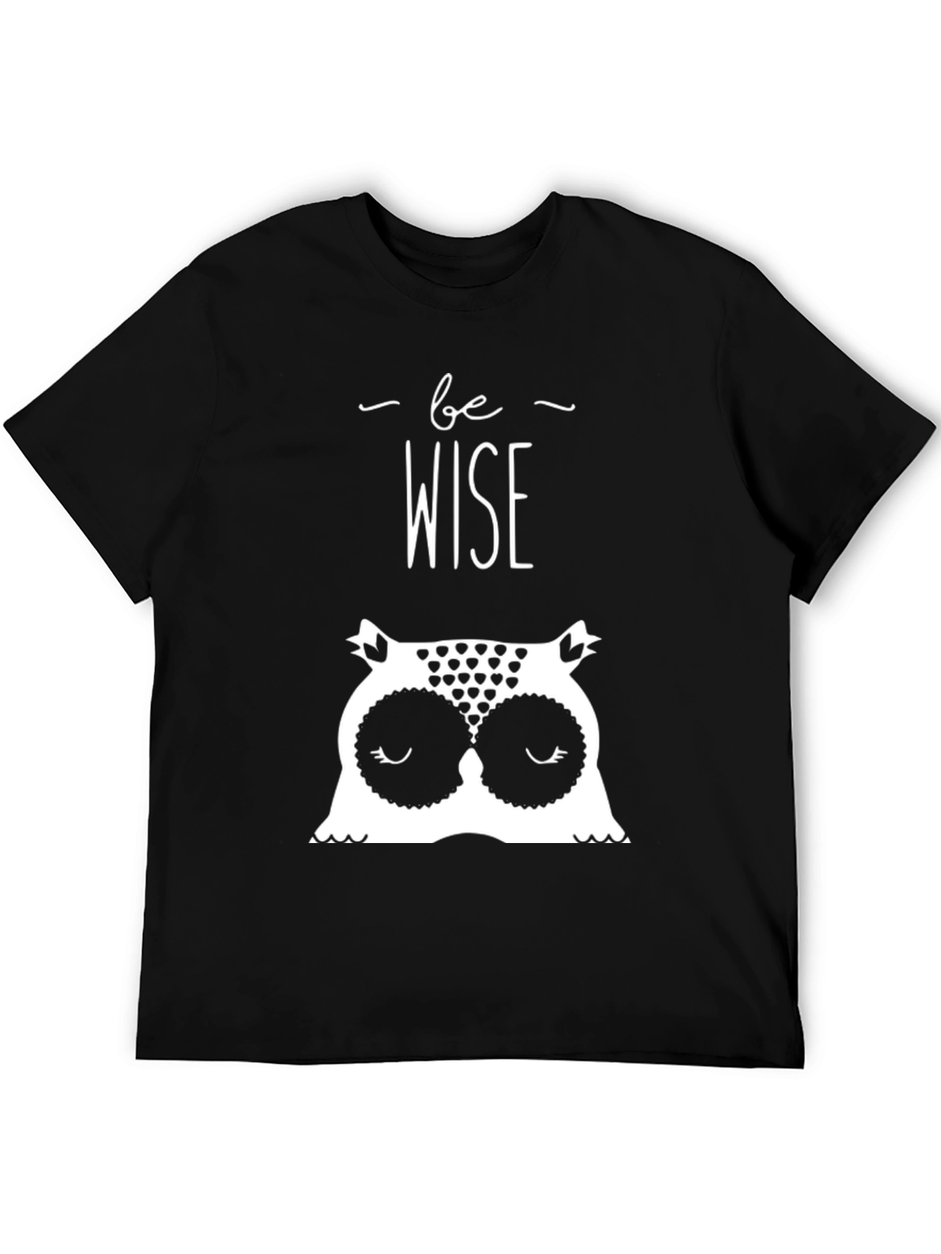 Black Be Wise Owl Graphic T-Shirt - Black Cotton Tee view 5