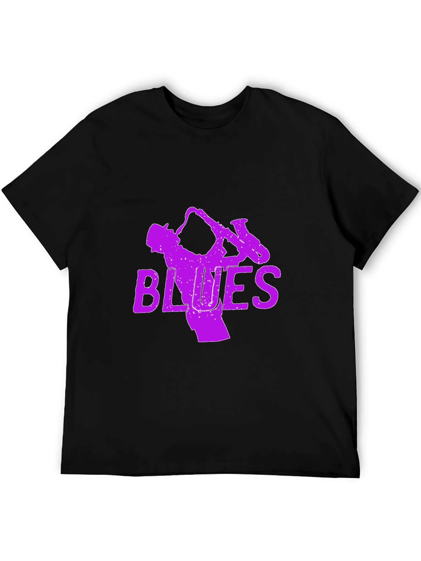 Black Blues Saxophone Graphic T-Shirt - Black view 5