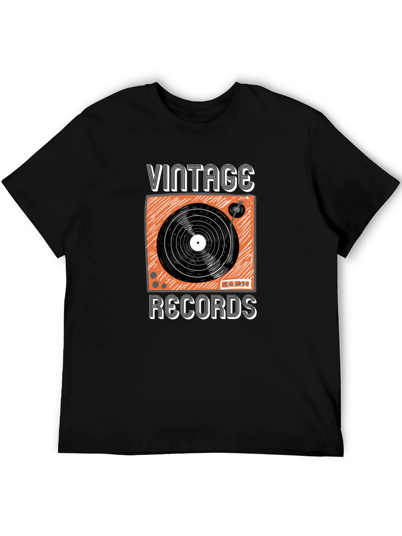 Black Vintage Records Graphic T-Shirt - Classic Retro Style view 5