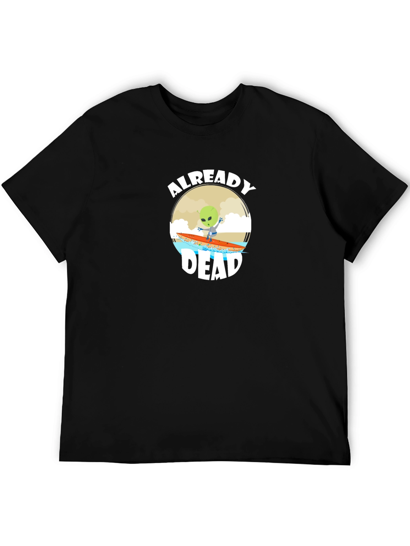Black Already Dead Alien Surfing T-Shirt view 5