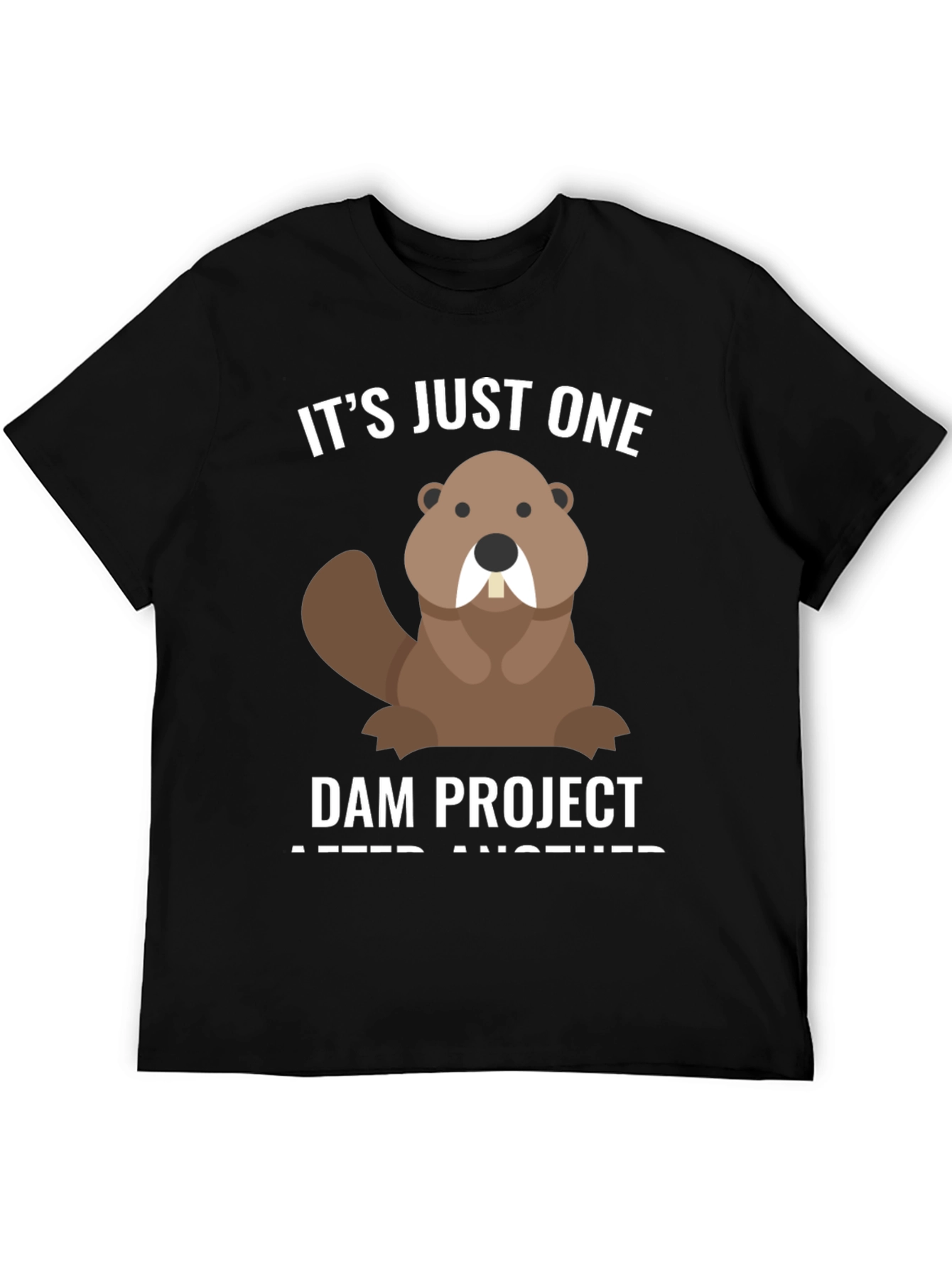 Black Funny Beaver T-Shirt - Dam Project Tee view 5