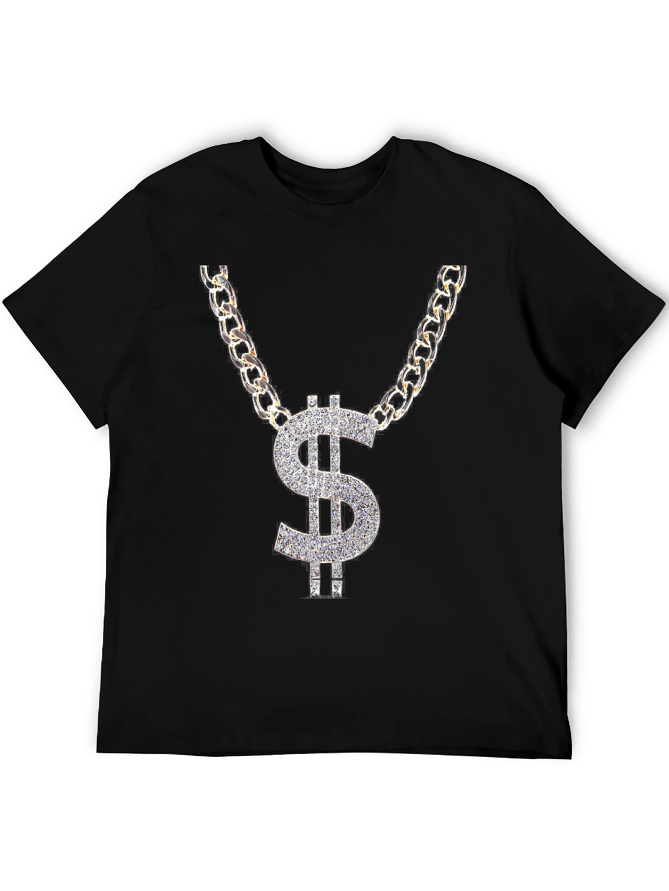 Black Dollar Sign Chain Graphic T-Shirt view 5