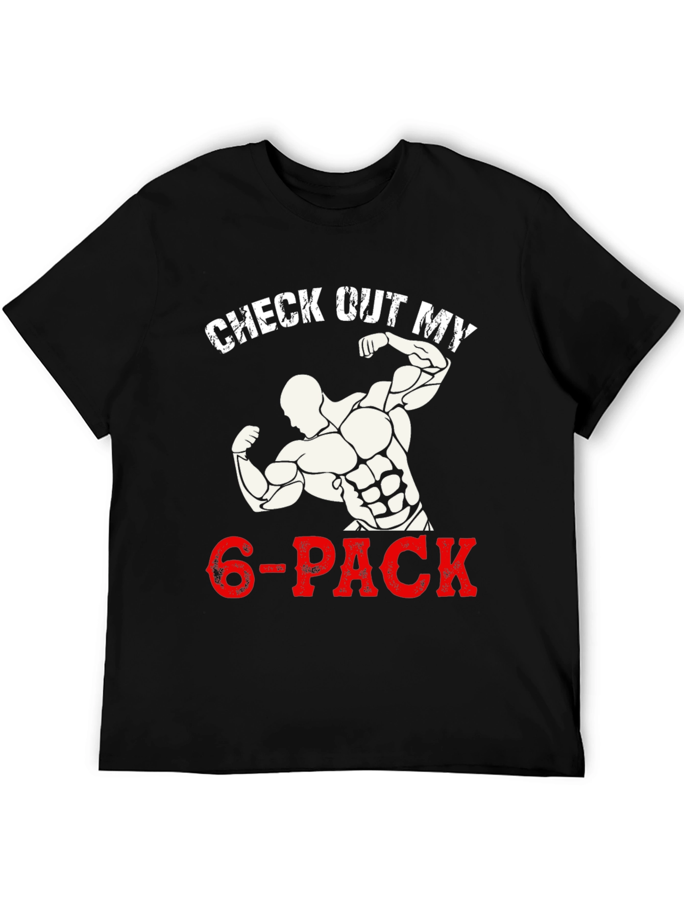 Black Check Out My 6-Pack Funny Gym Workout T-Shirt view 5