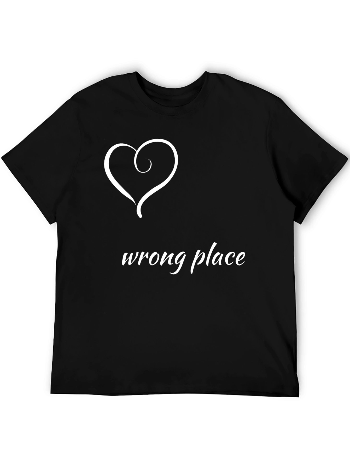 Black Wrong Place Heart Graphic Black T-Shirt view 5