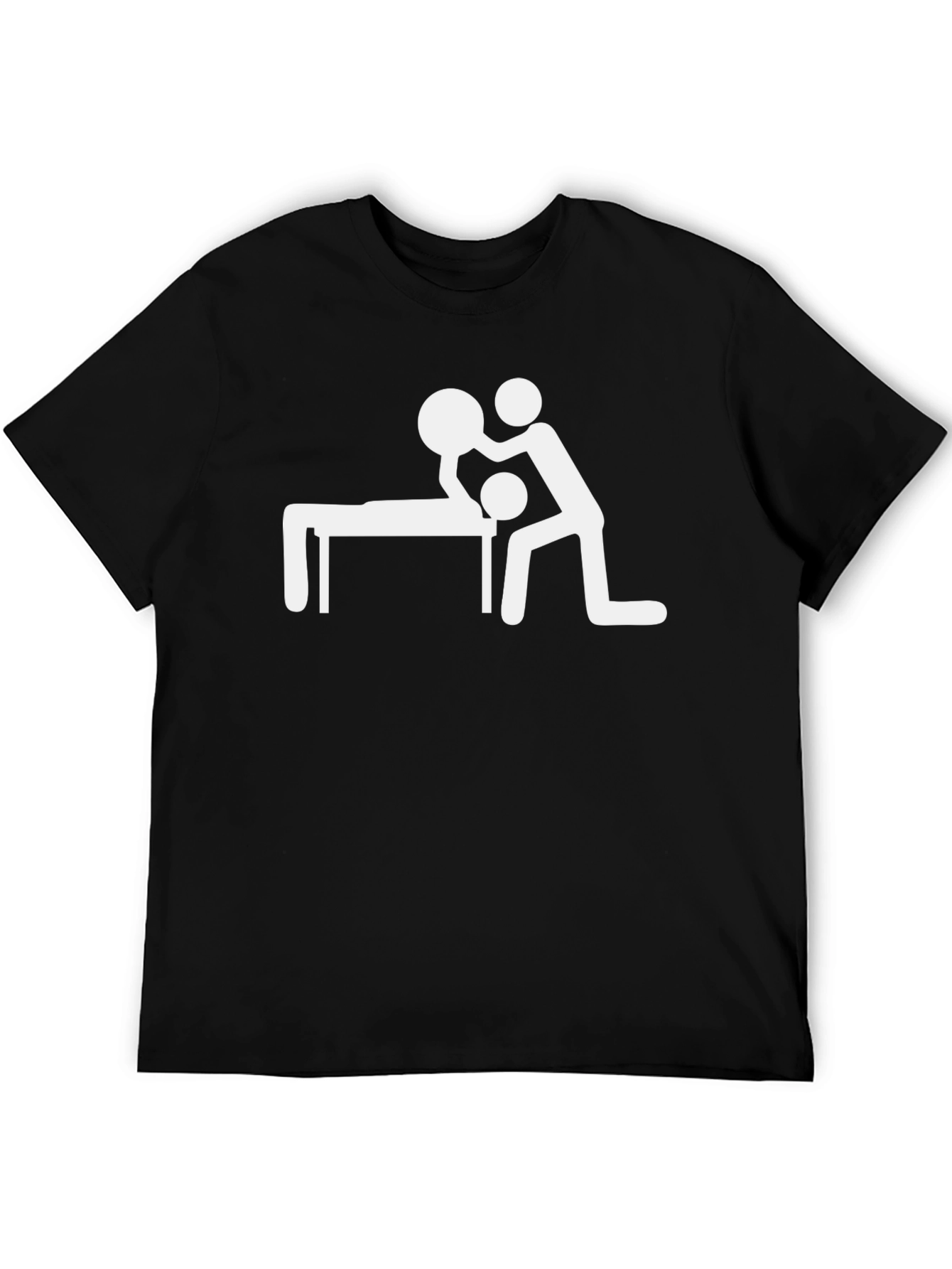Black Massage Humor Tee - Funny Stick Figure Shirt view 5