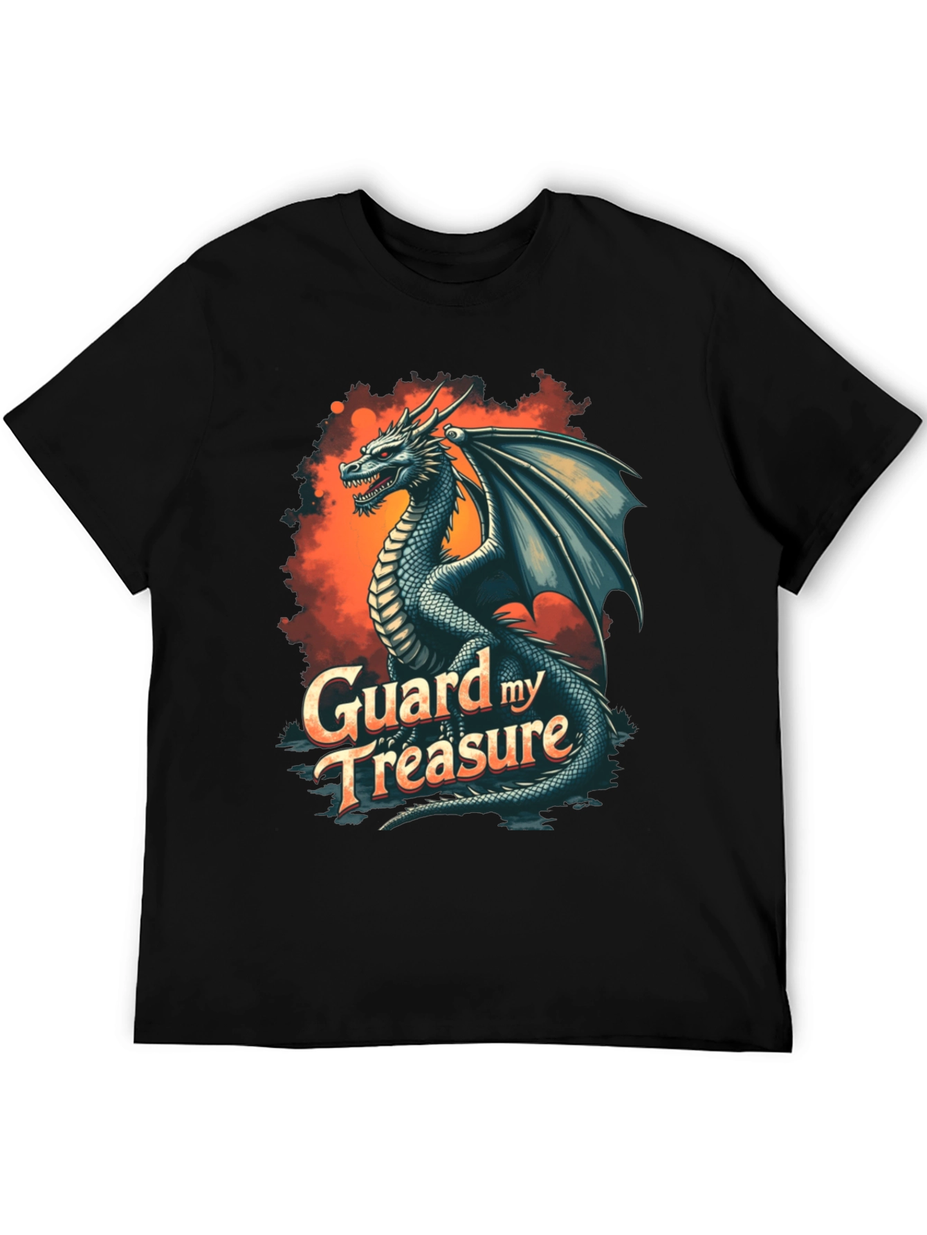 Black Dragon Guard My Treasure Graphic T-Shirt view 5