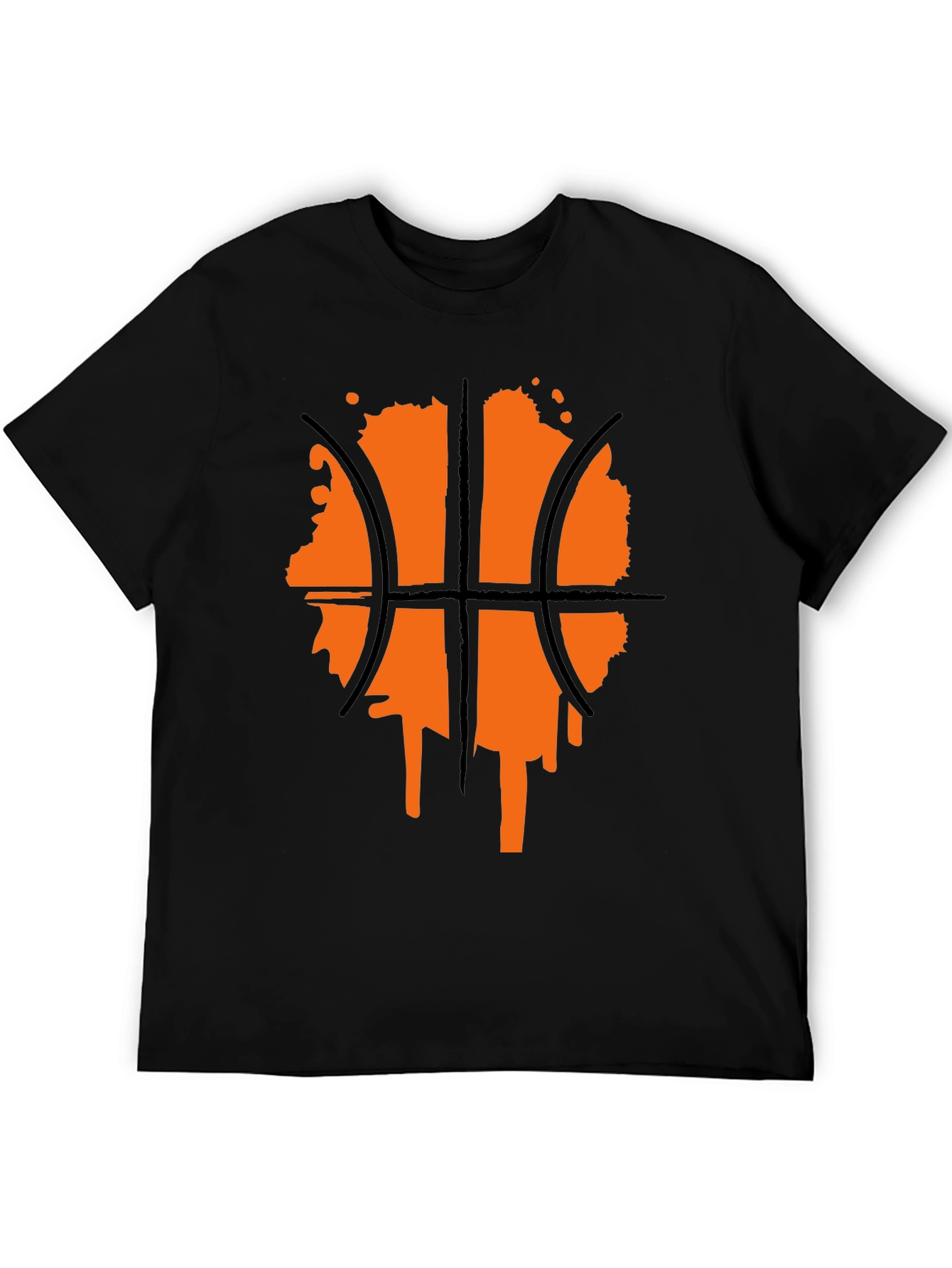 Black Basketball Graphic Tee - Black Crew Neck Shirt view 5