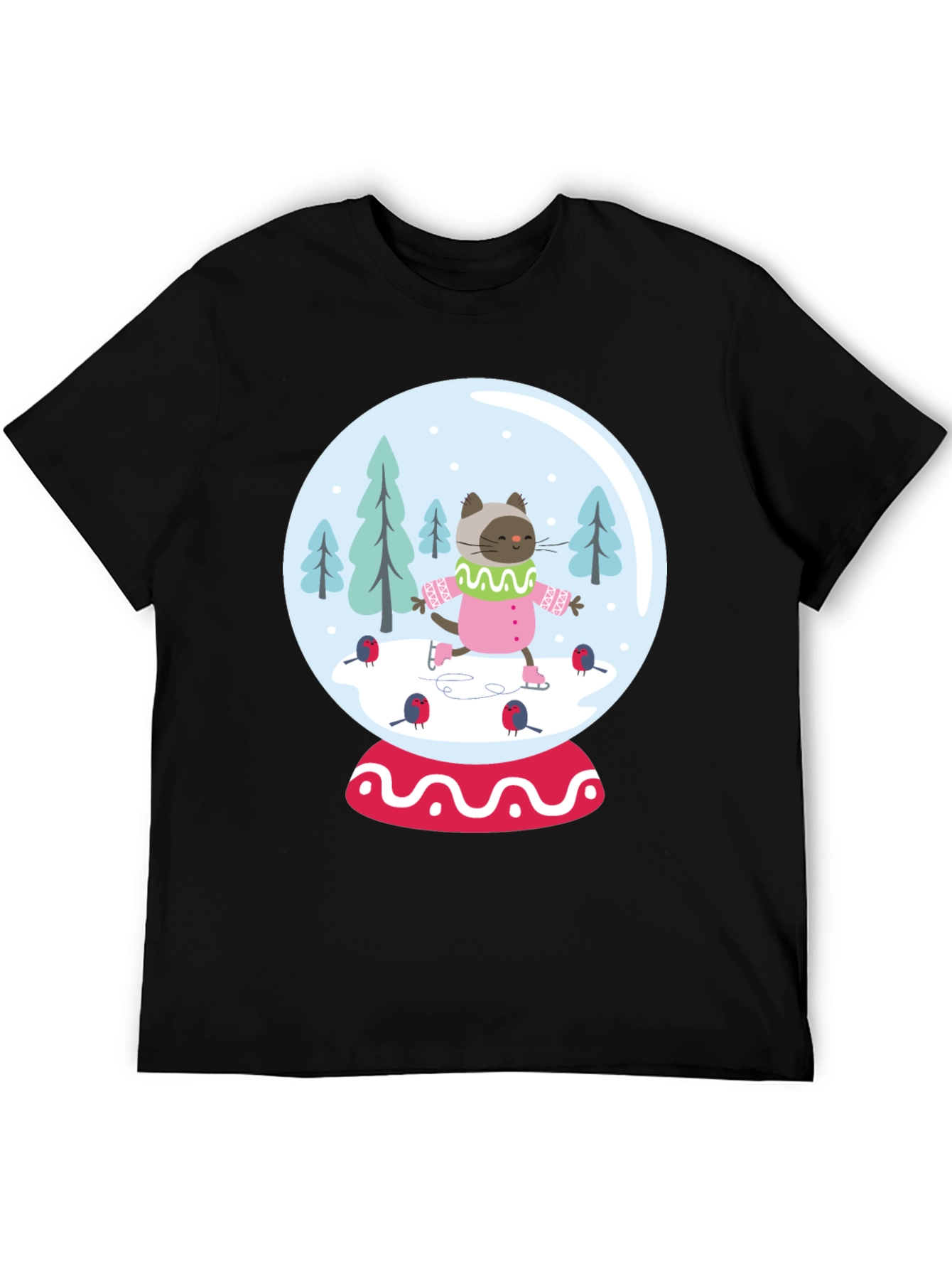 Black Cat Snow Globe Graphic Tee - Black Cotton Blend view 5