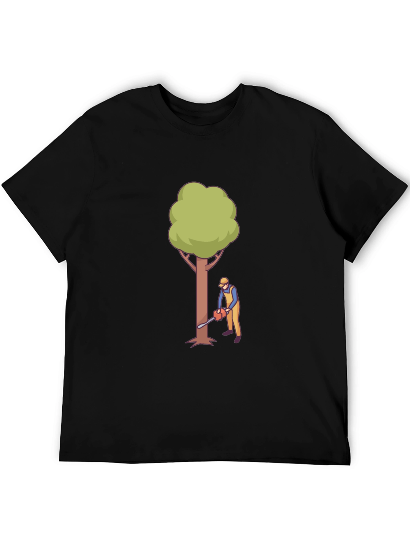 Black Tree Felling Graphic Tee - Black Cotton T-Shirt view 5