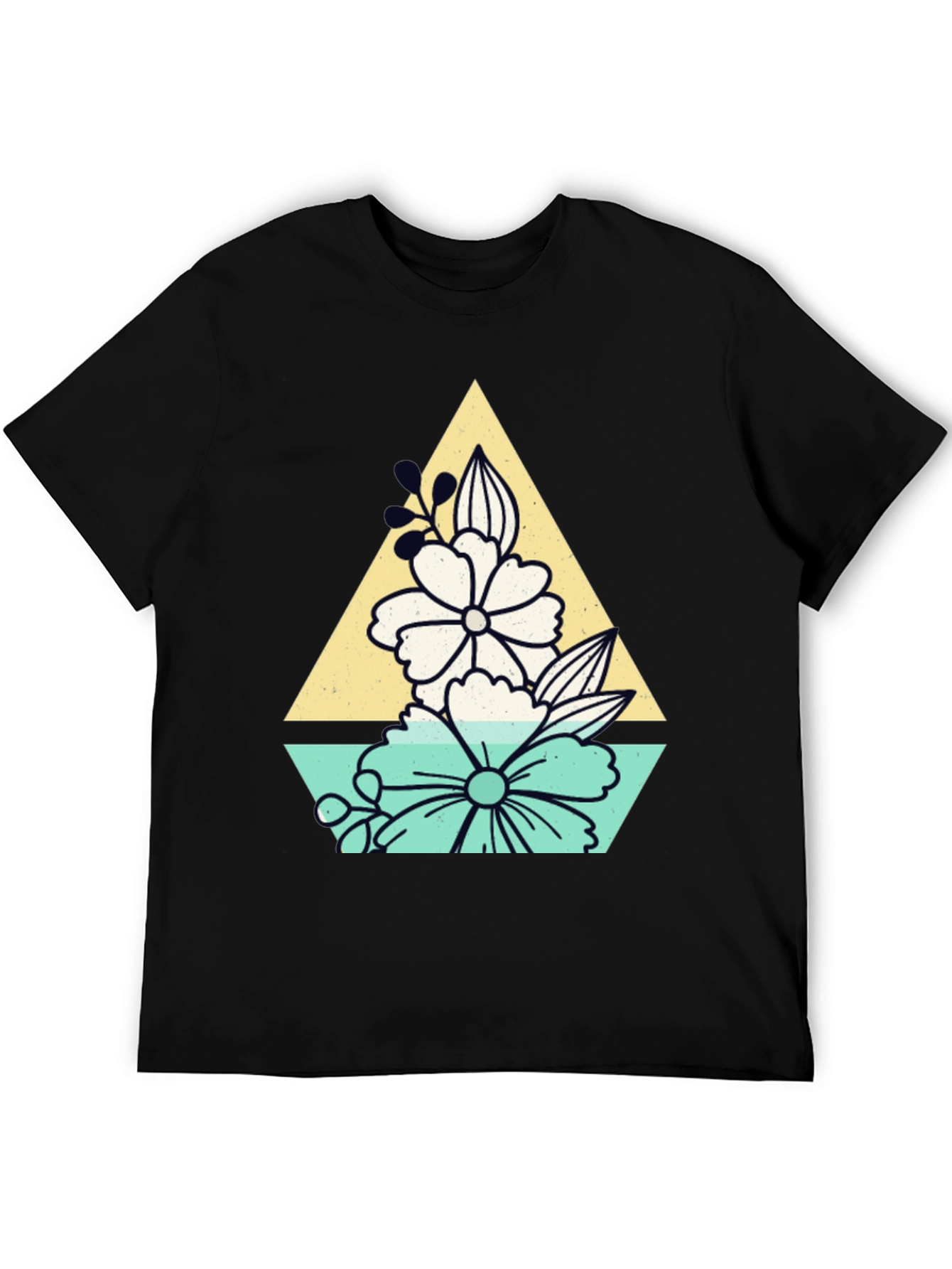 Black Floral Triangle Graphic T-Shirt view 5