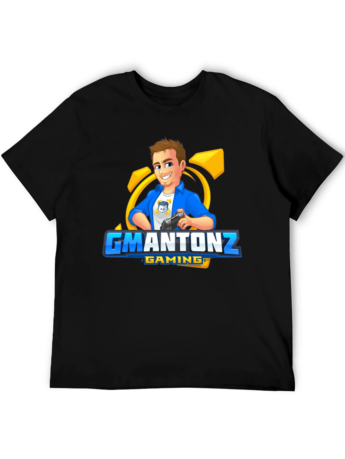 Black GMANTONZ Gaming Black T-Shirt view 5