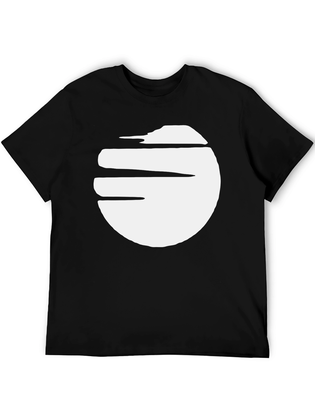 Black Men's Black T-Shirt with White Graphic Print view 5
