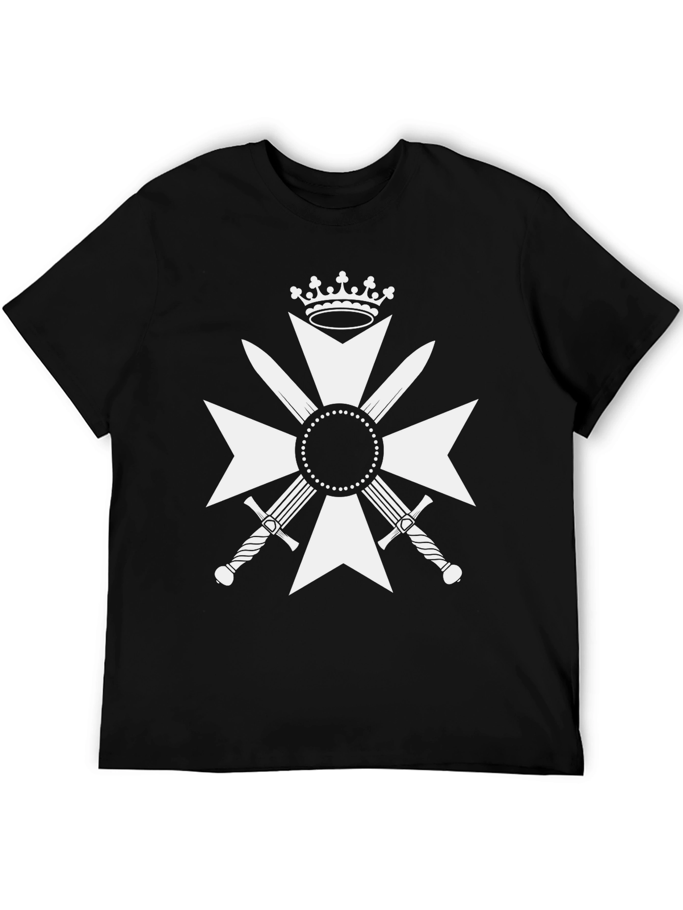 Black Crossed Swords Crown Black Tee - Bold Graphic Design view 5