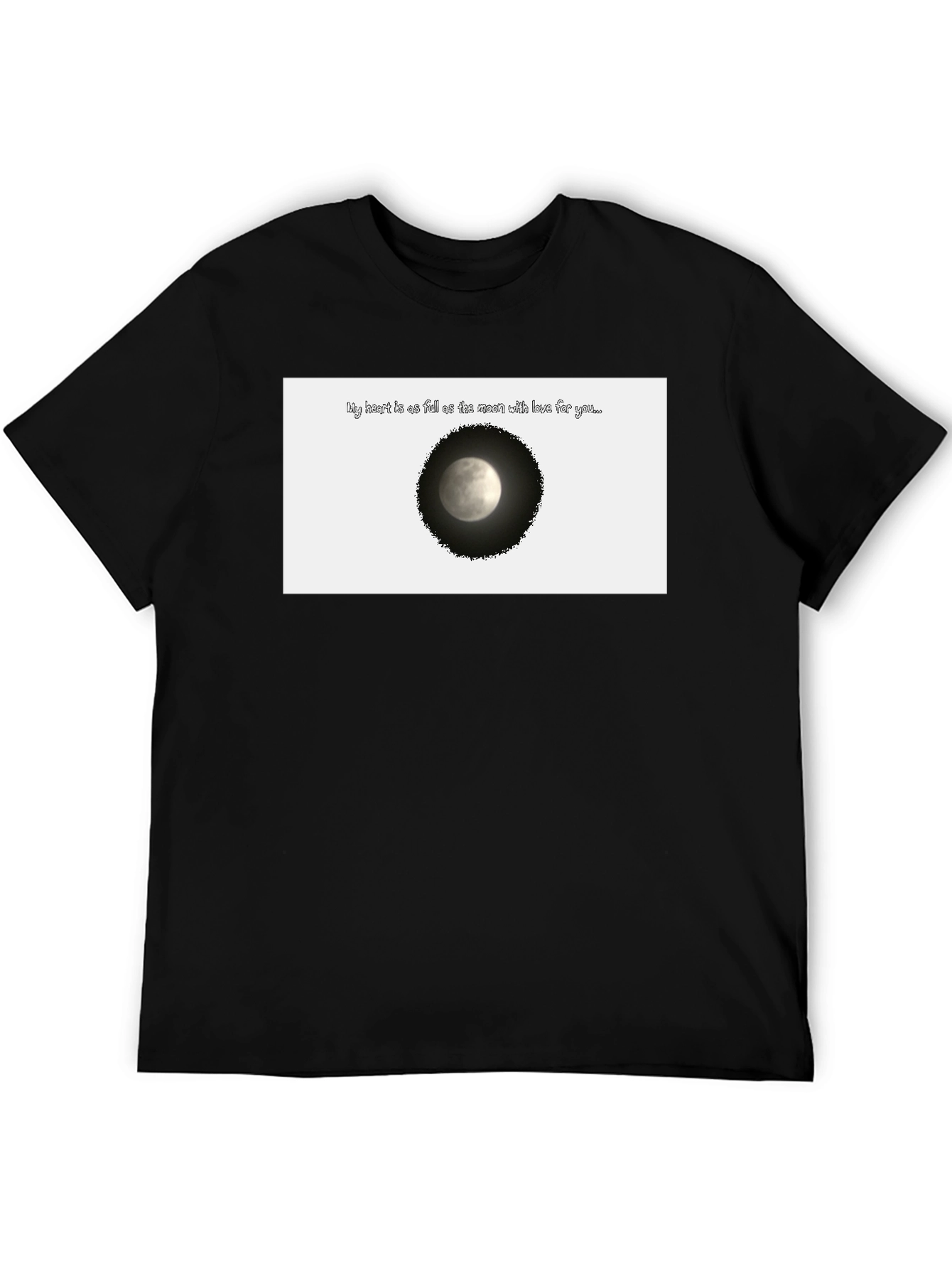 Black Moon Love T-Shirt - Heart Full of Love Design view 5