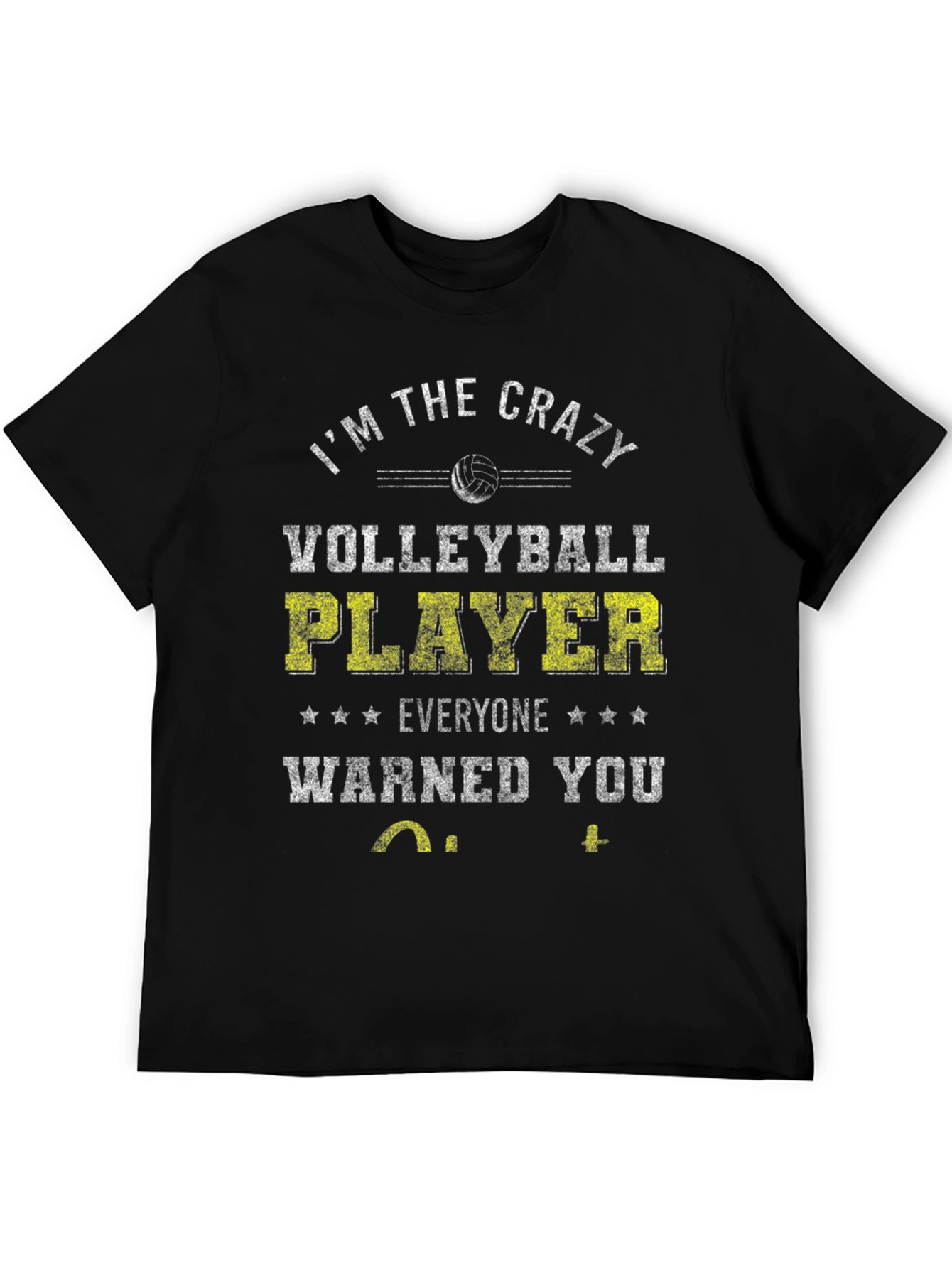 Black Crazy Volleyball Player T-Shirt view 5