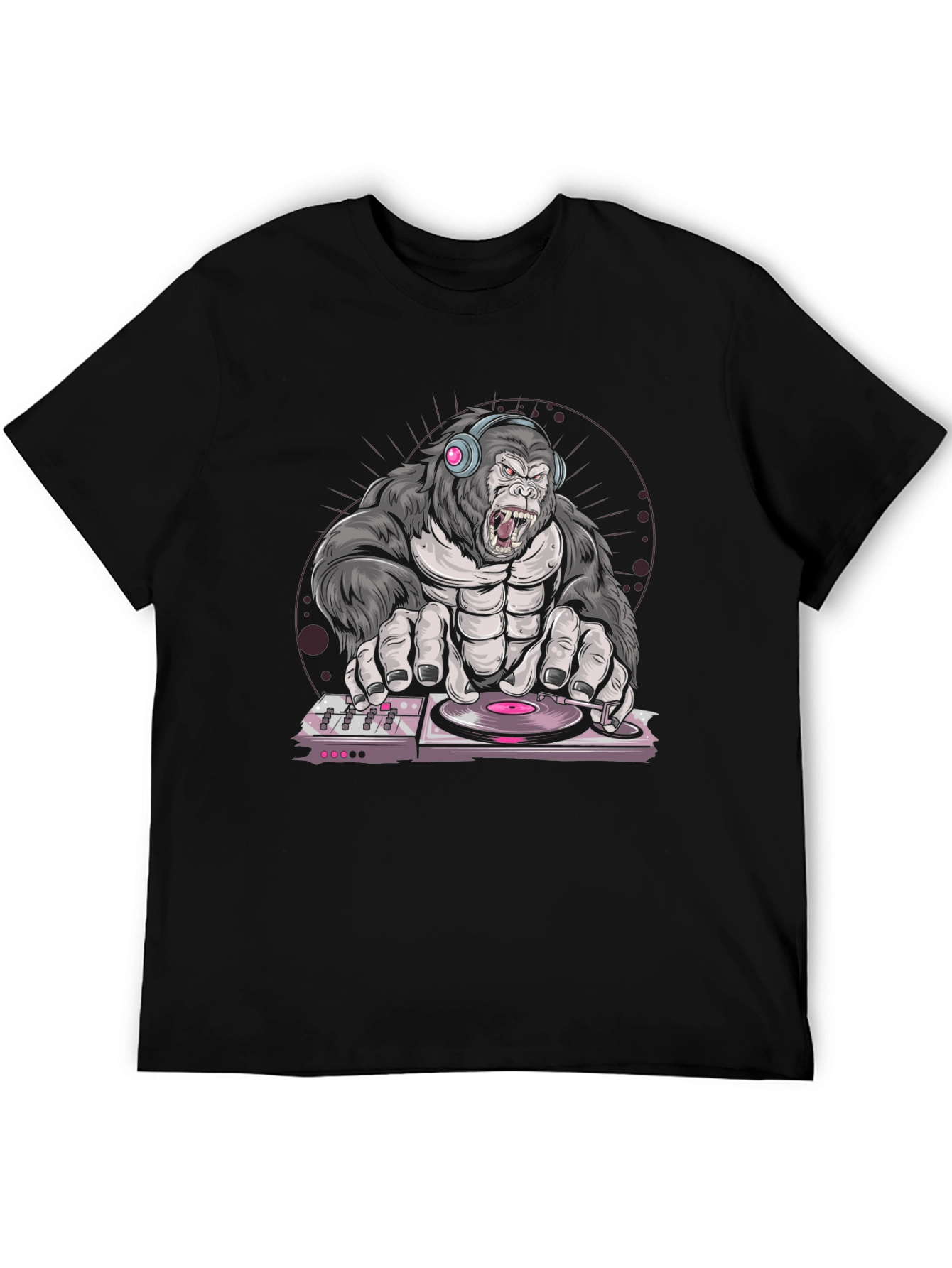 Black DJ Gorilla Graphic T-Shirt view 5