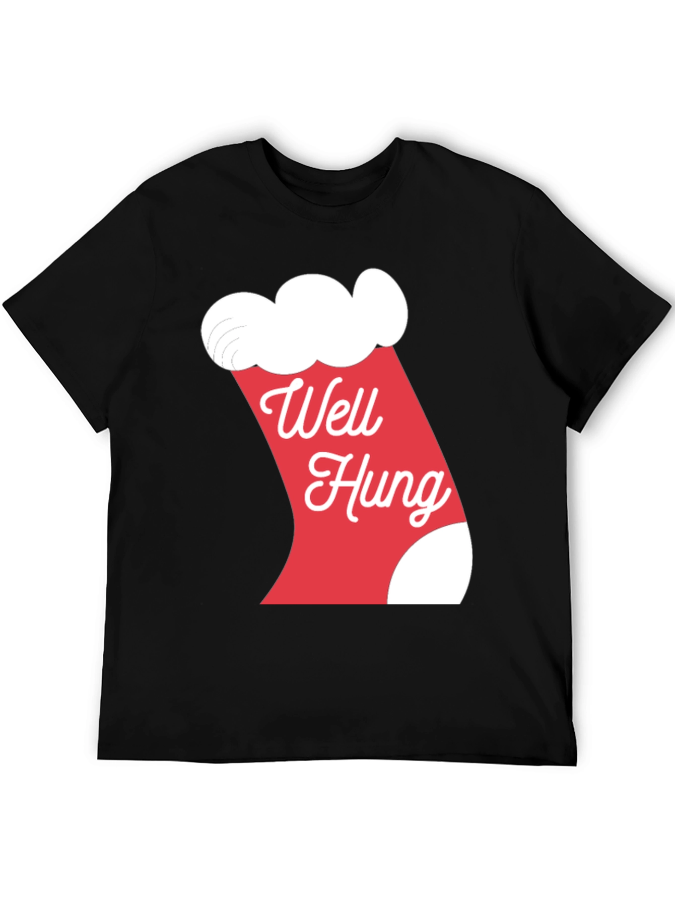 Black Well Hung Christmas Stocking Graphic T-Shirt view 5