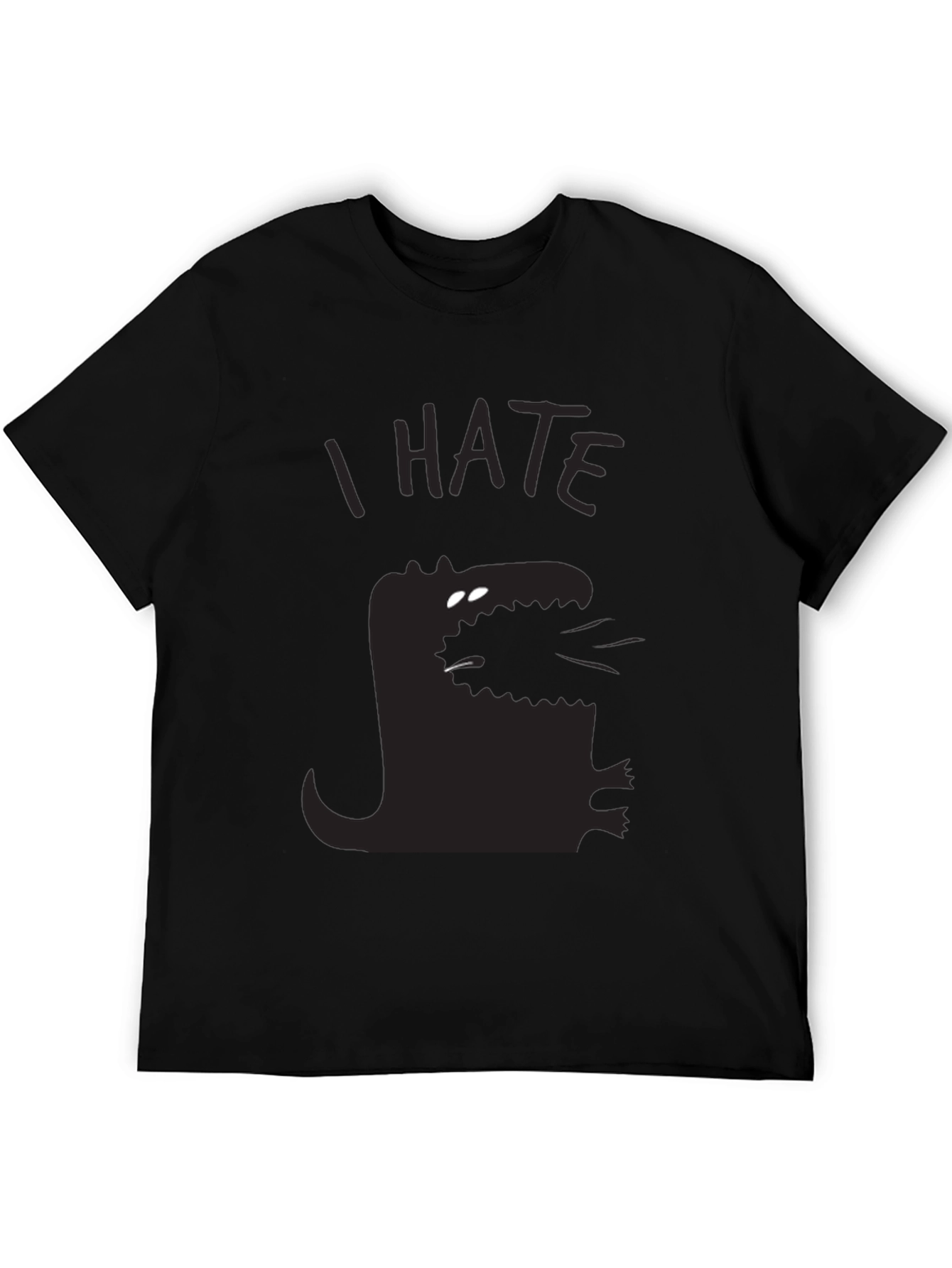 Black I Hate Dinosaur Black T-Shirt view 5