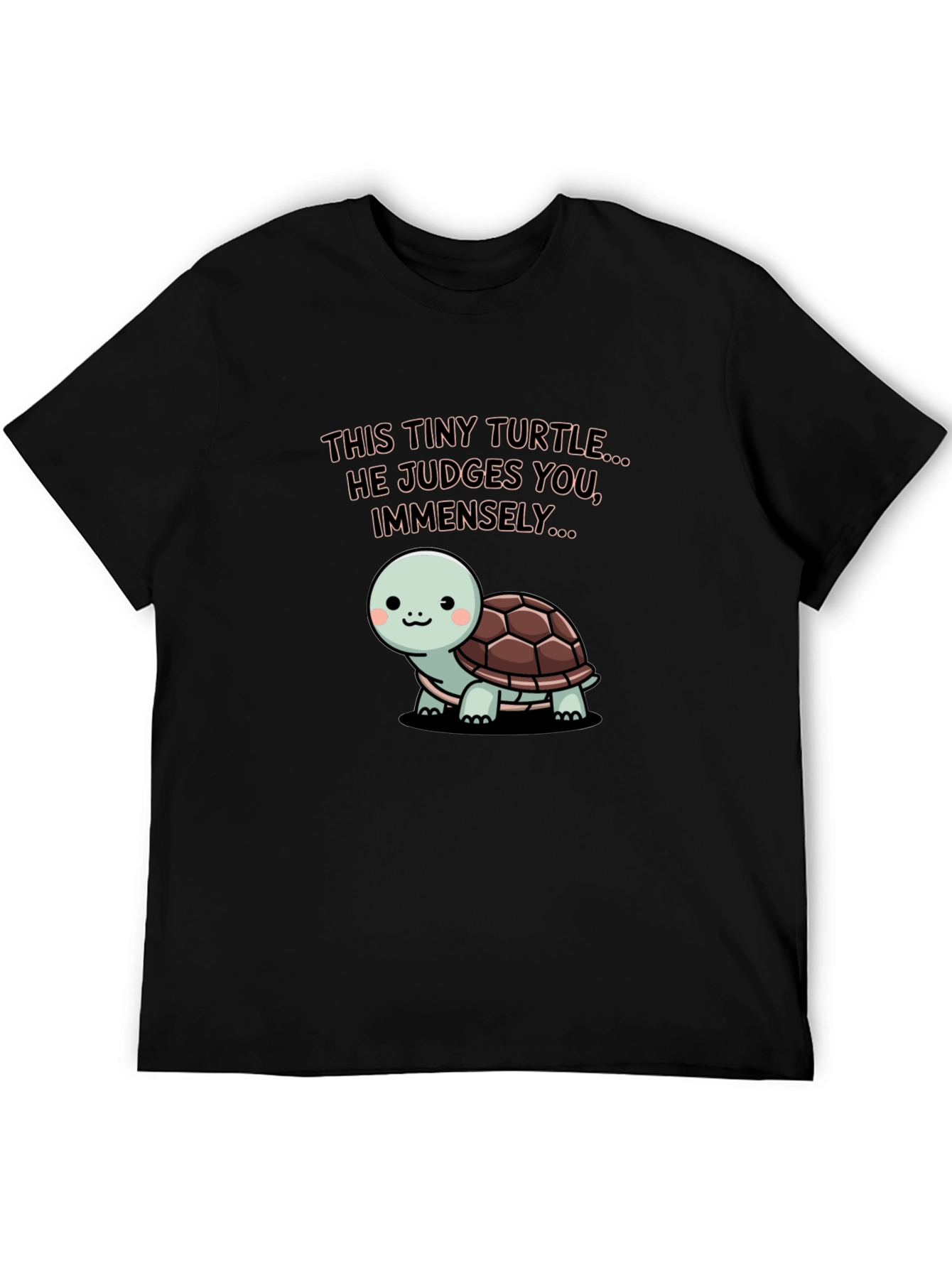 Black Tiny Turtle Judges You Graphic Tee view 5