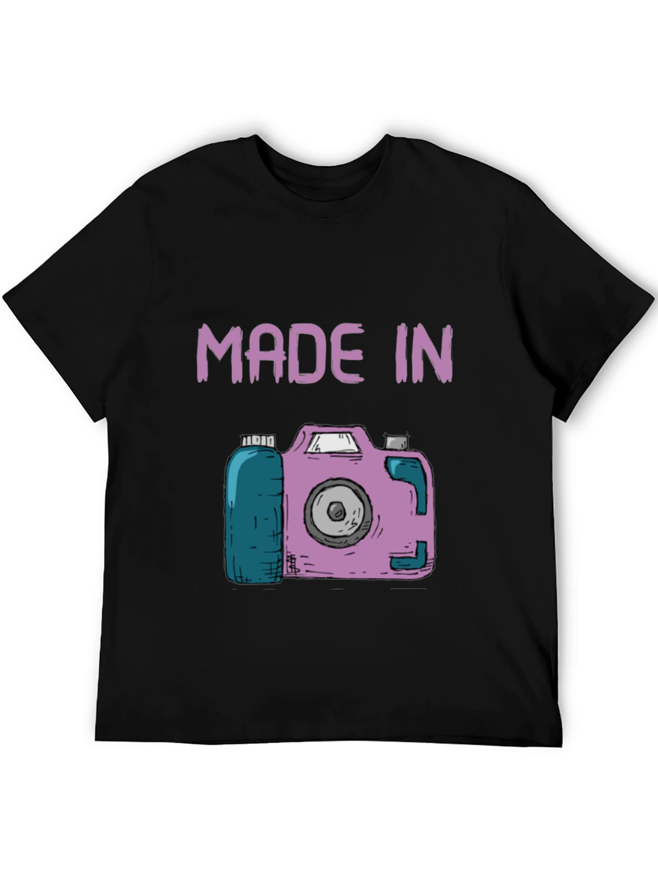 Black Funny Made In Camera T-Shirt view 5