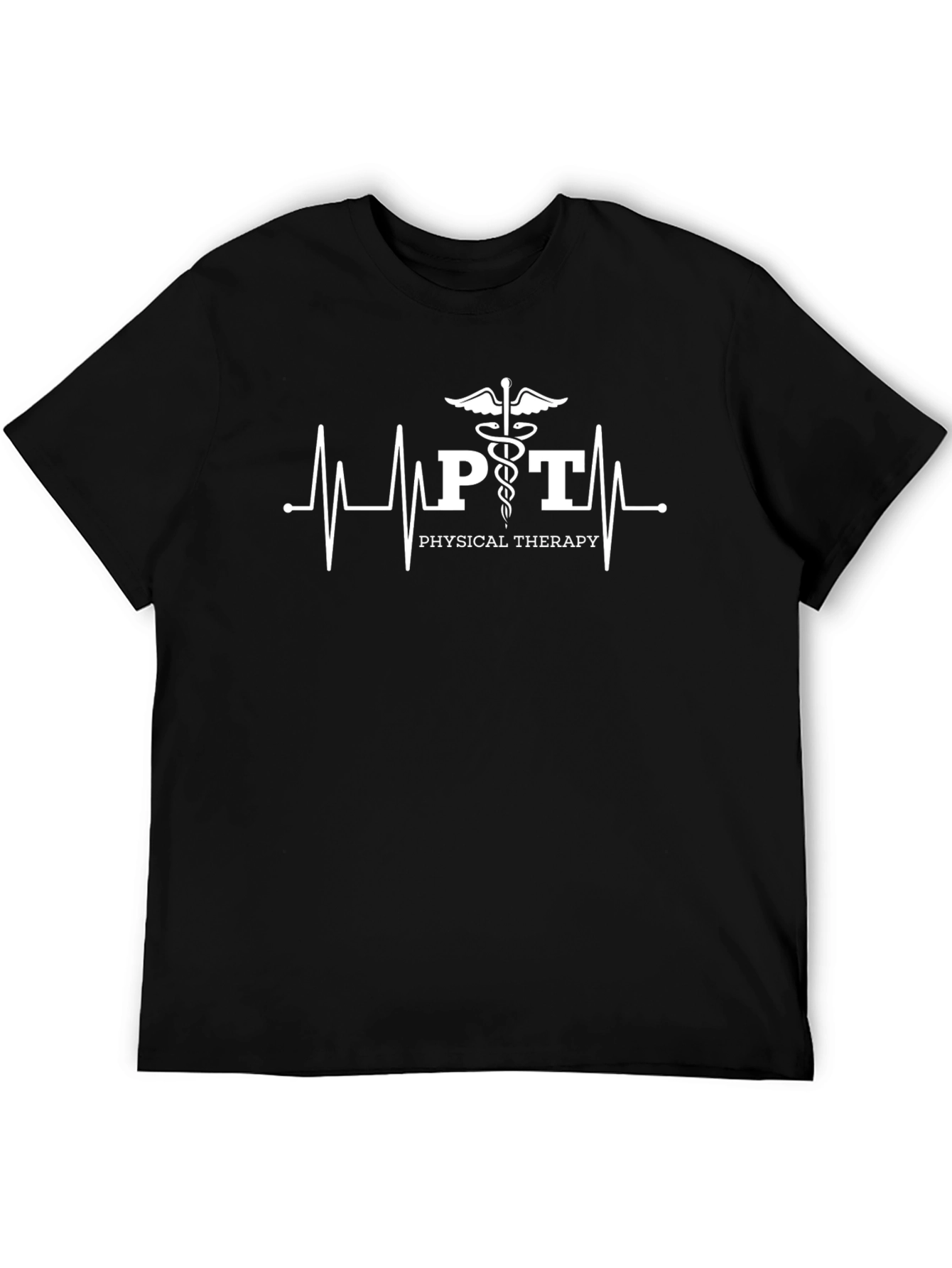 Black Physical Therapy Heartbeat Tee - Medical Gift view 5