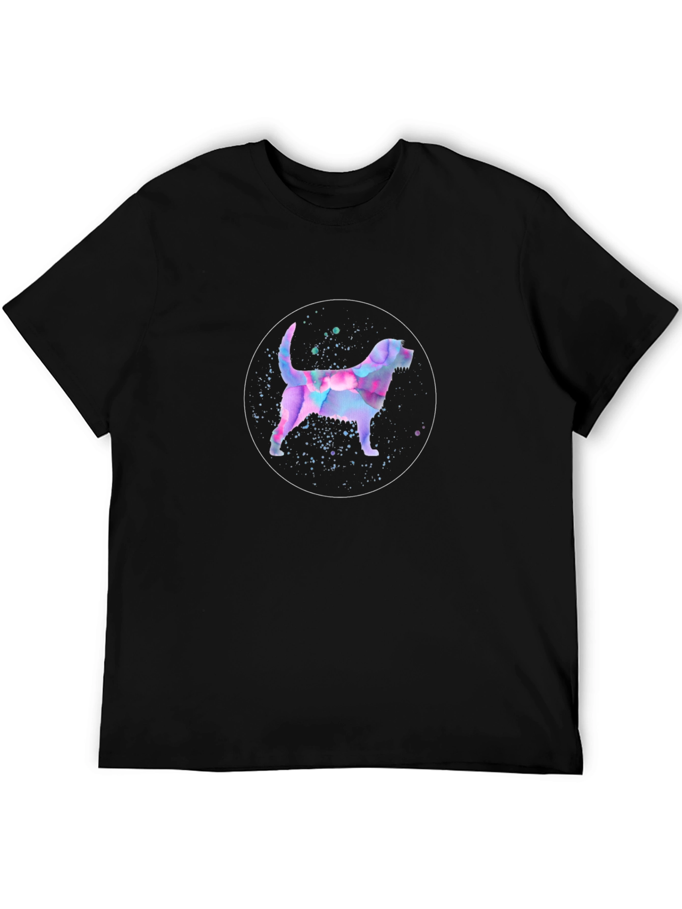 Dog Watercolor Graphic Tee - Unisex Black T-Shirt - 5