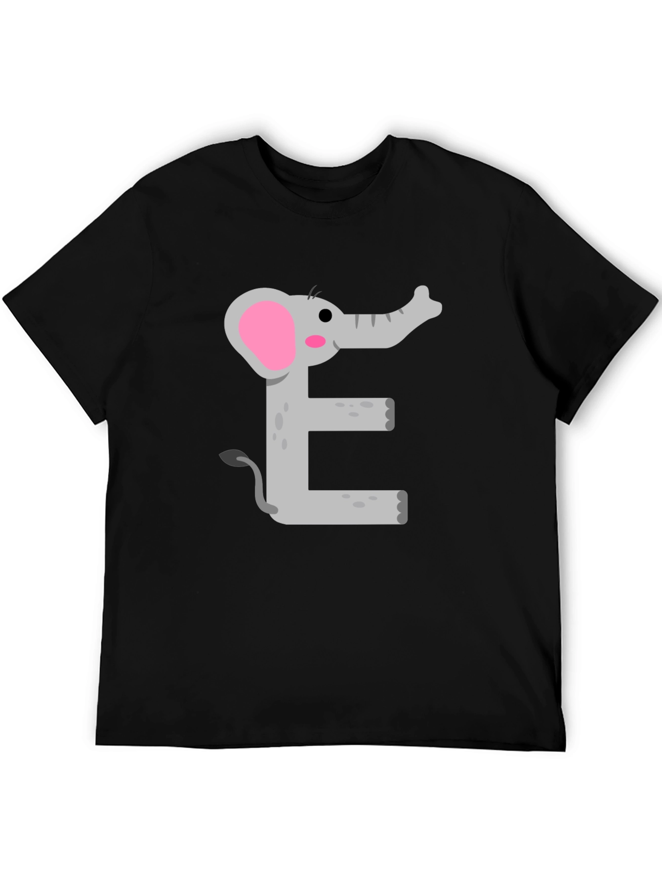 Black Elephant E Graphic Tee - Kids Alphabet Shirt view 5