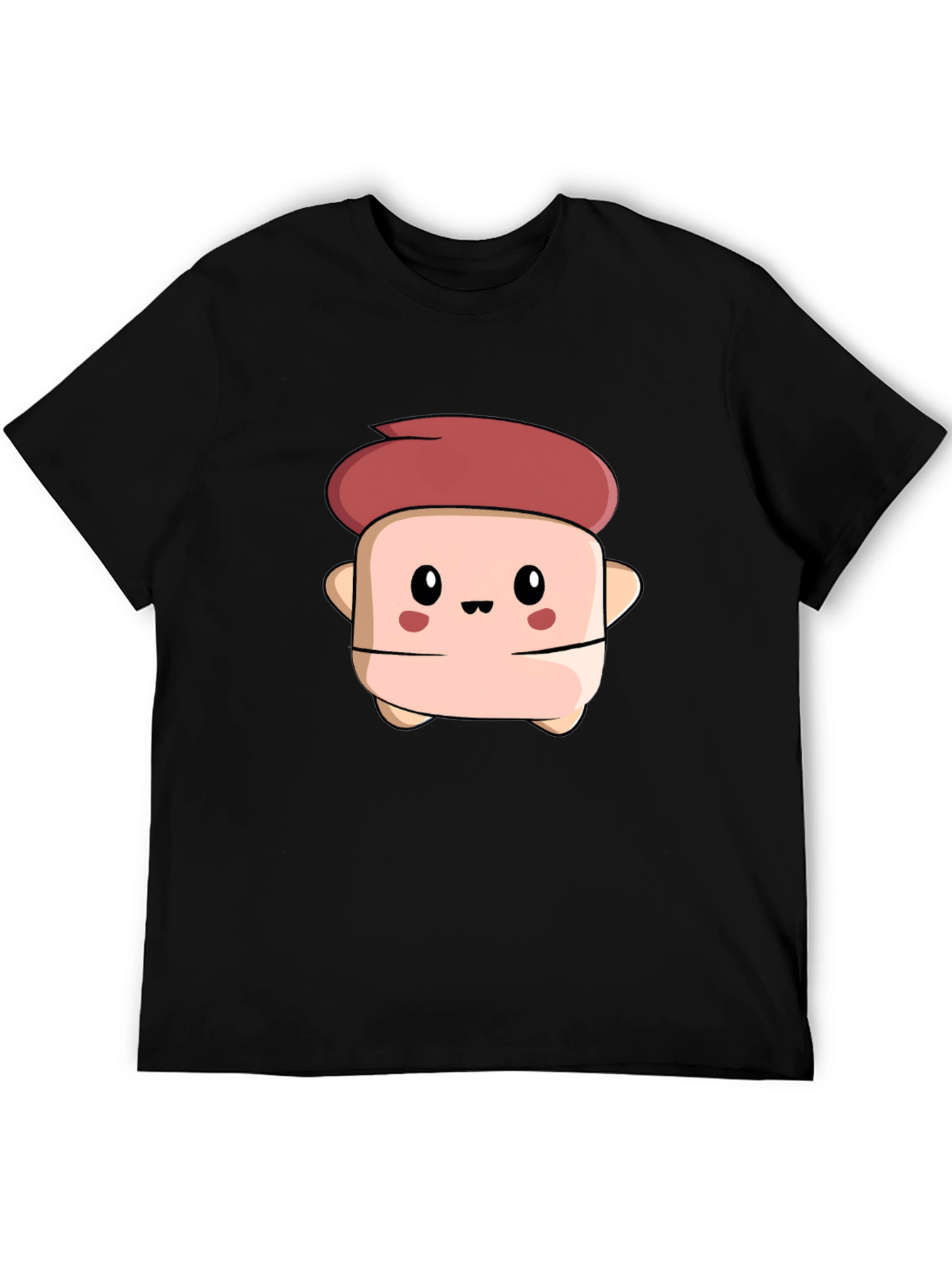 Black Cute Cartoon Character Black T-Shirt view 5