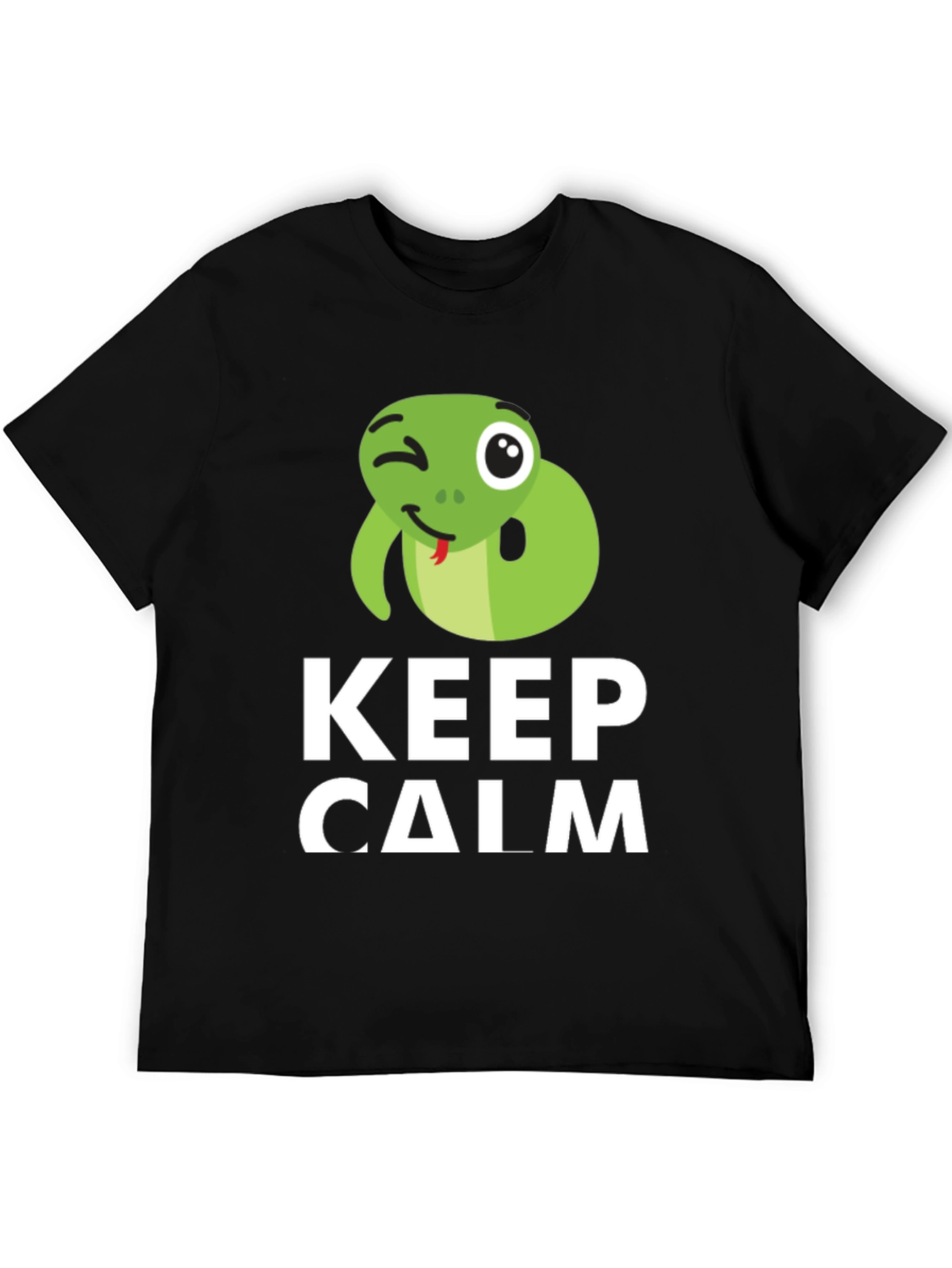 Black Keep Calm Snake Tee - Funny Graphic T-Shirt view 5