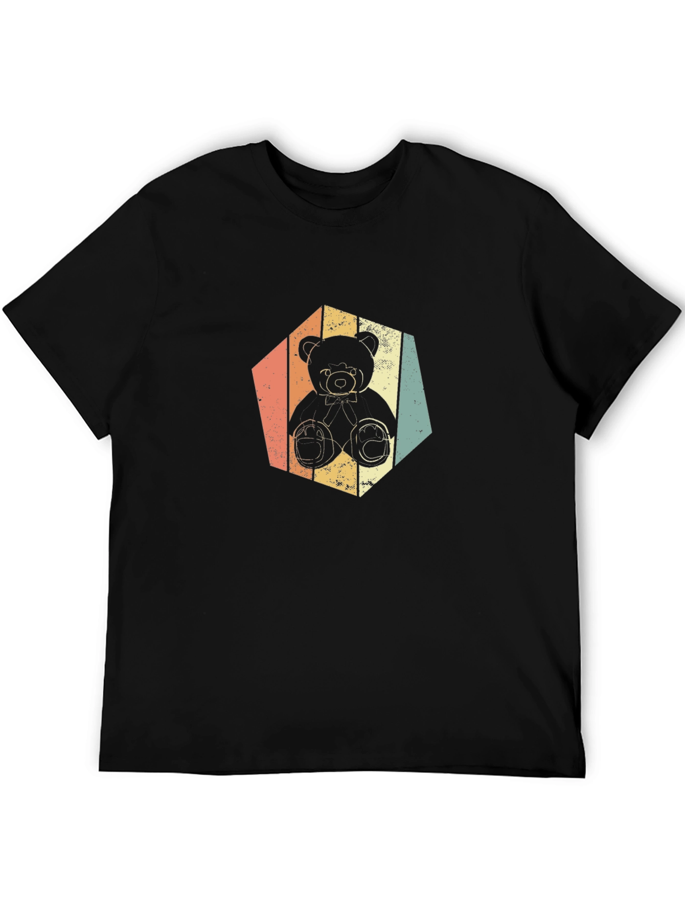 Black Retro Teddy Bear Graphic Tee - Soft Black T-Shirt view 5