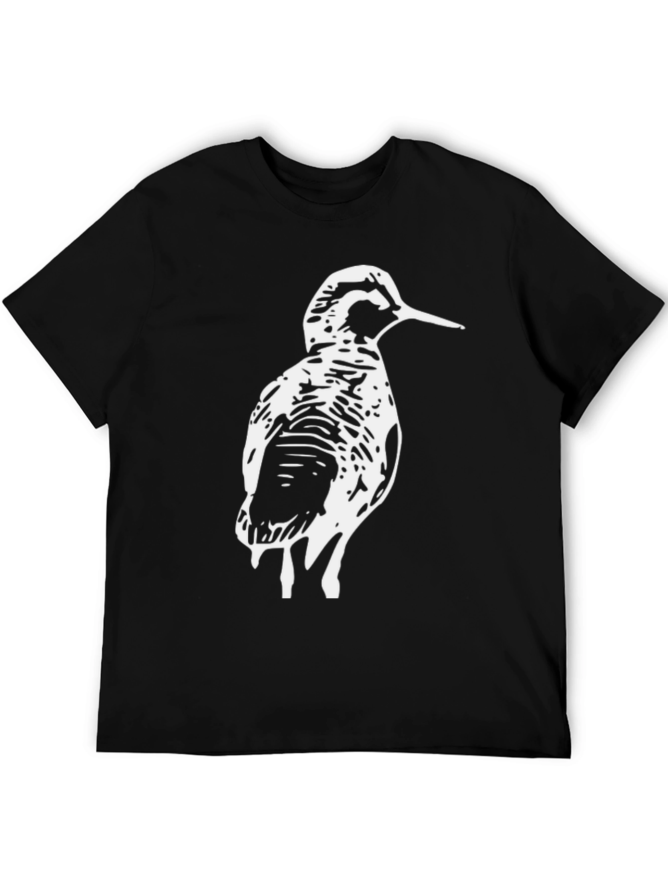 Black Woodcock Bird Graphic Tee - Black Cotton T-Shirt view 5