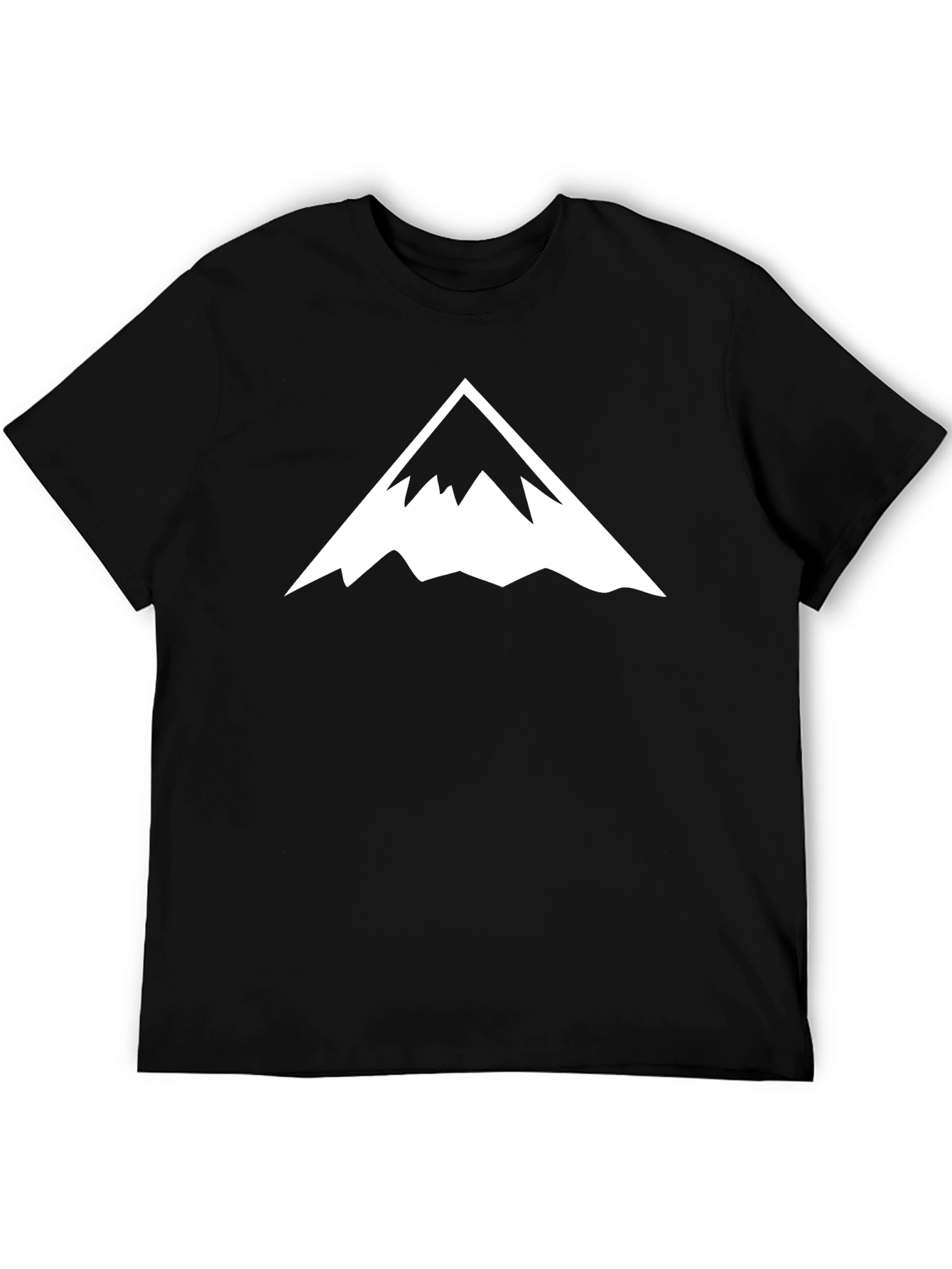 Black Men's Black T-Shirt with Mountain Peak Graphic view 5