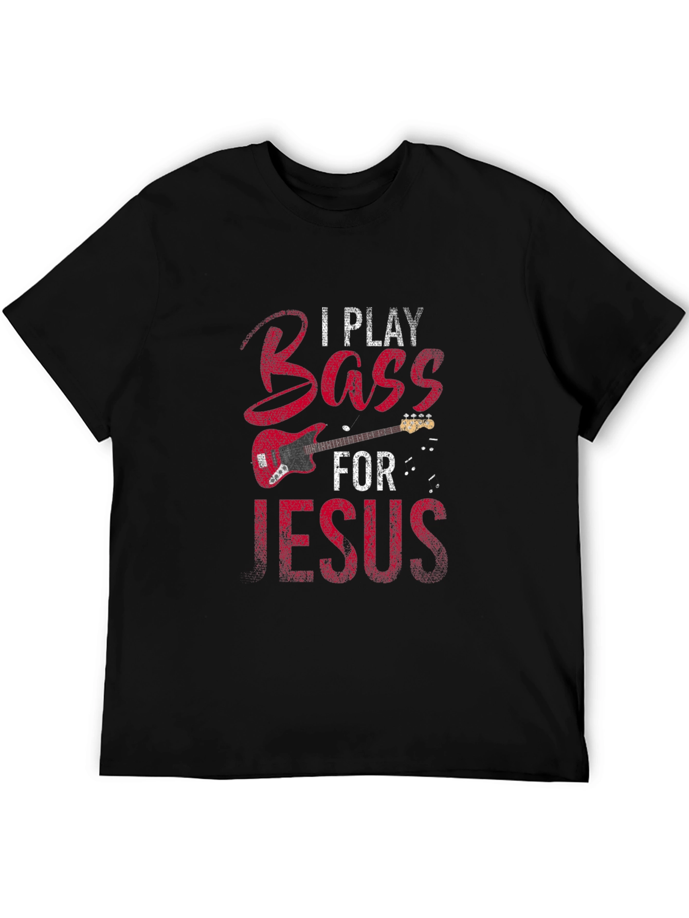 Black I Play Bass for Jesus T-Shirt view 5