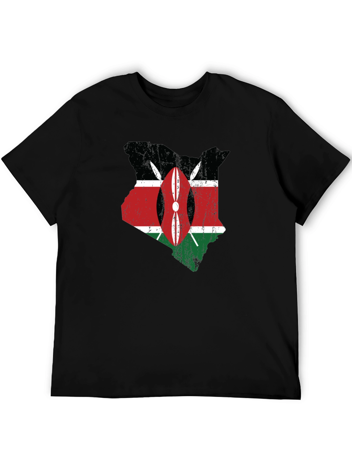 Kenya Flag Map T-Shirt - Distressed Graphic Tee - 5