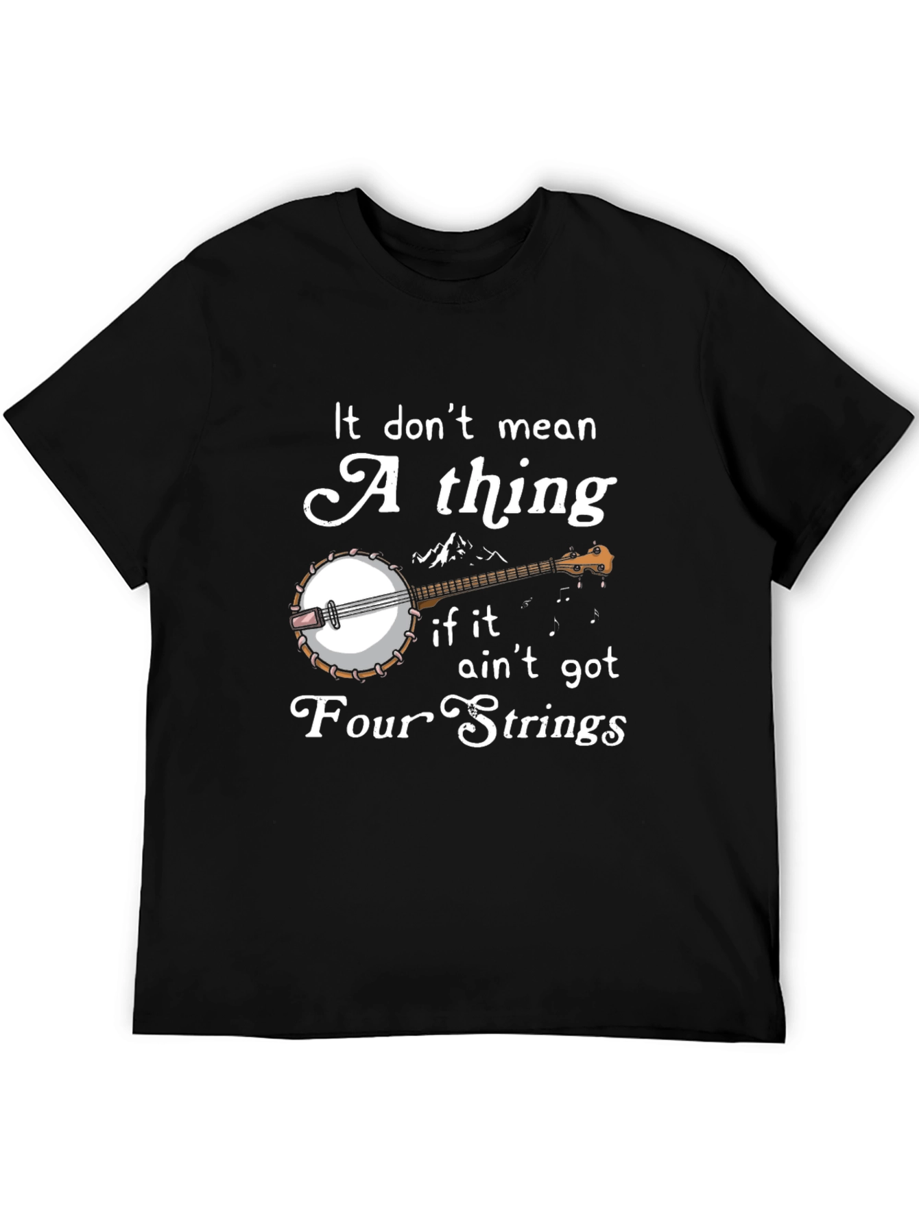 Black Banjo Four Strings Graphic T-Shirt view 5