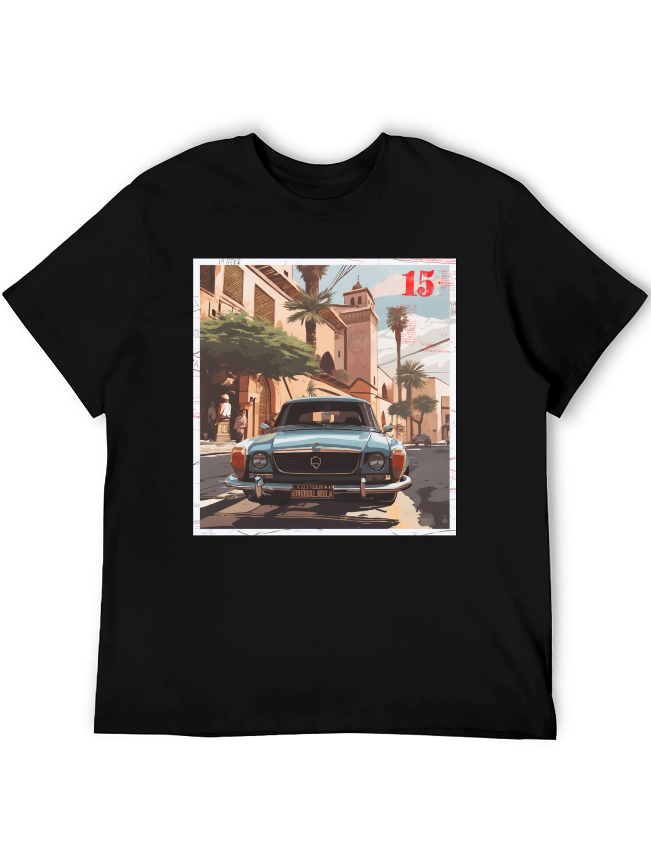 Black Vintage Car Graphic Tee - Men's Black T-Shirt view 5