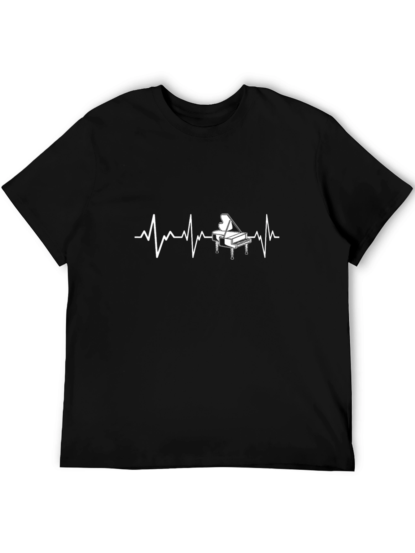 Black Piano Heartbeat Graphic Tee - Music Lover Shirt view 5