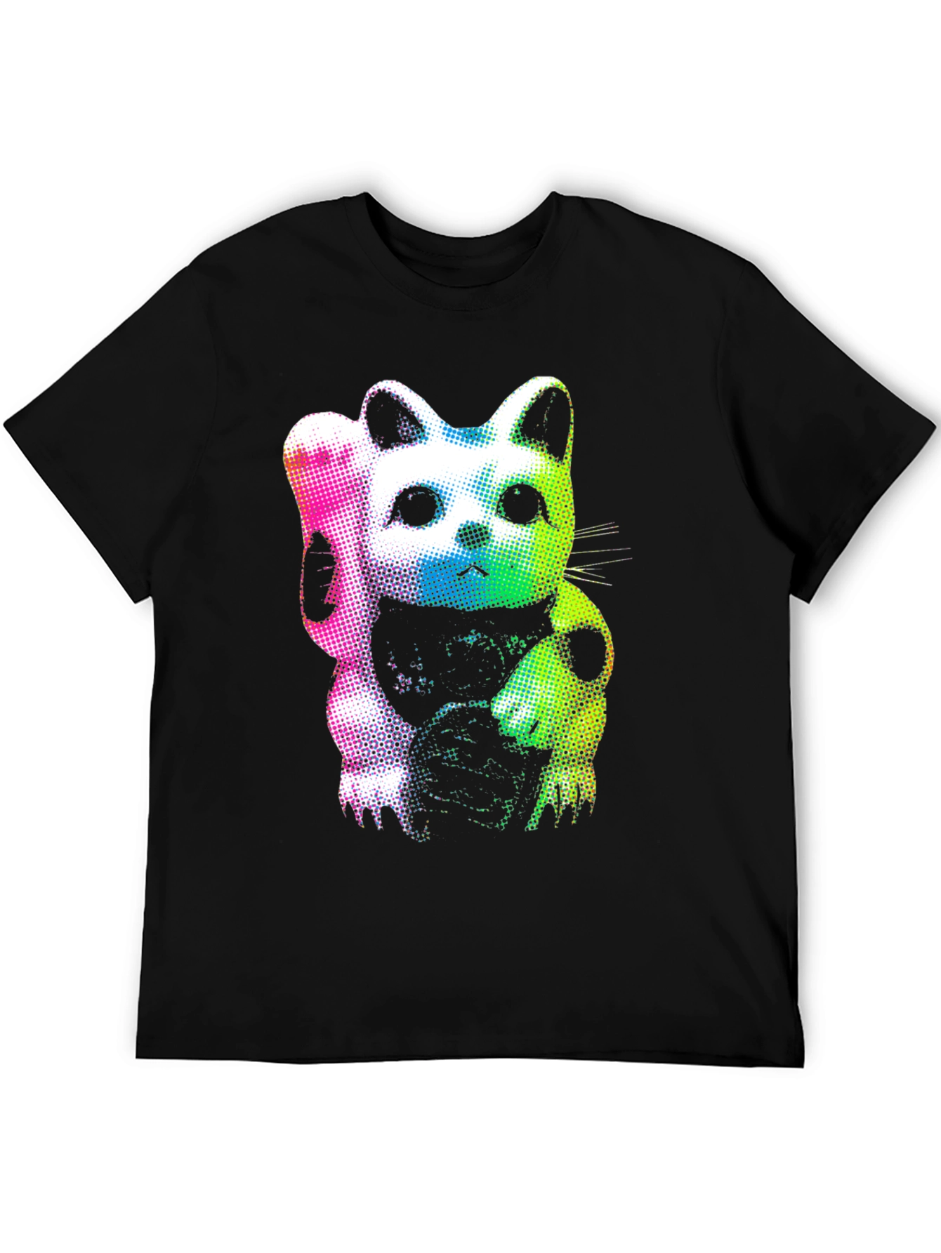 Black Lucky Cat Graphic Tee - Vibrant & Stylish view 5