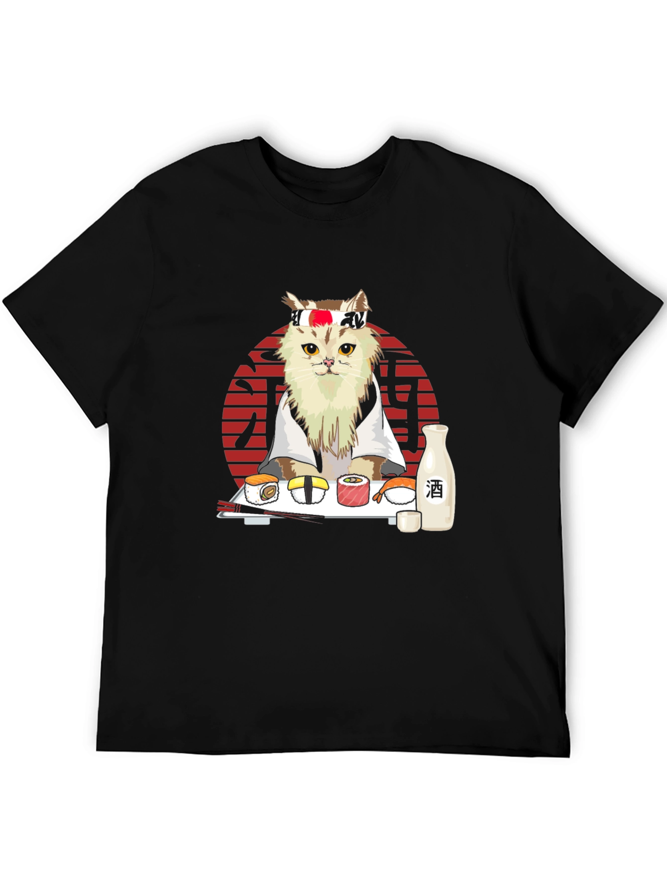 Black Sushi Cat T-Shirt - Cute Chef Kitten Tee view 5