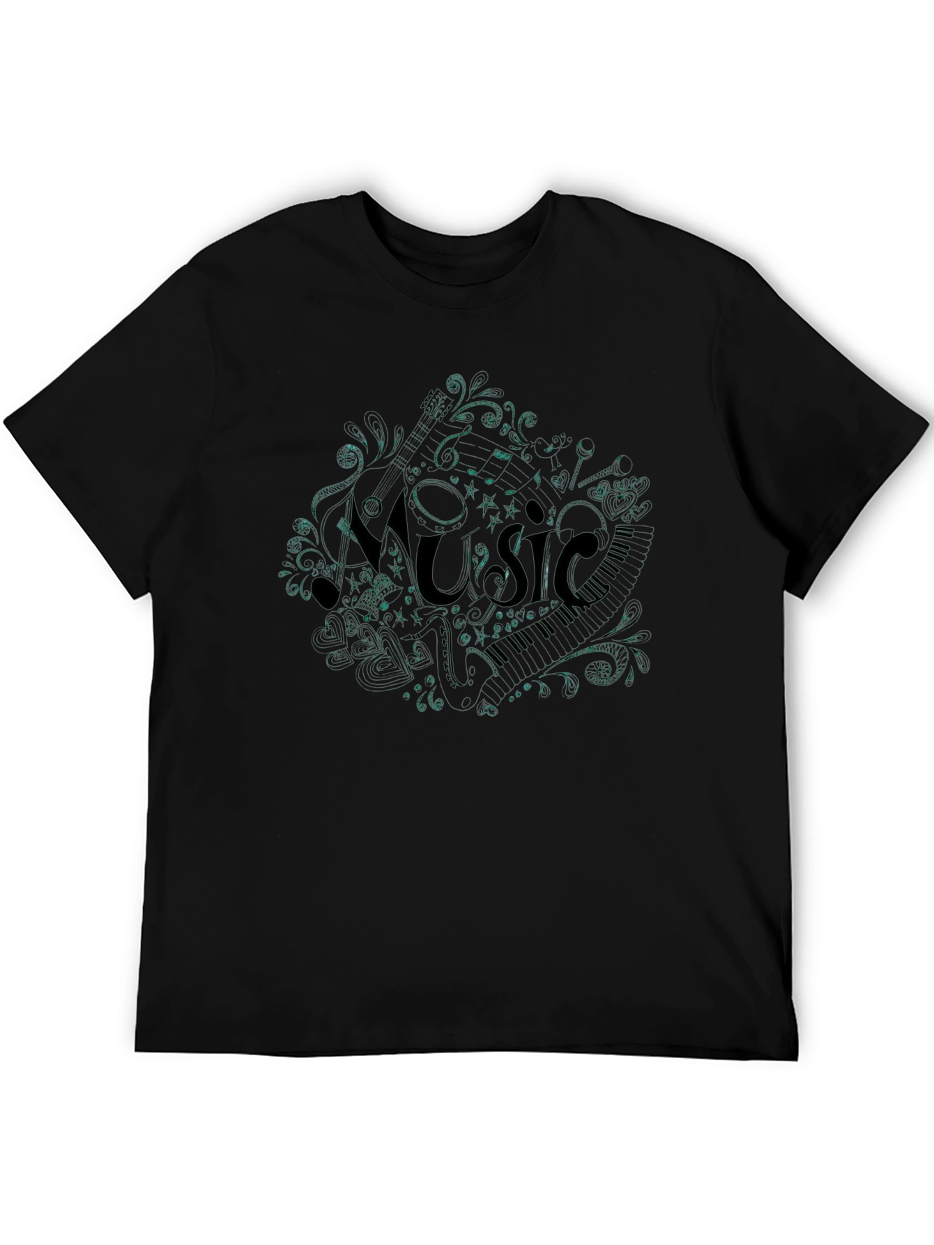 Black Music Notes T-Shirt - Stylish Graphic Tee view 5