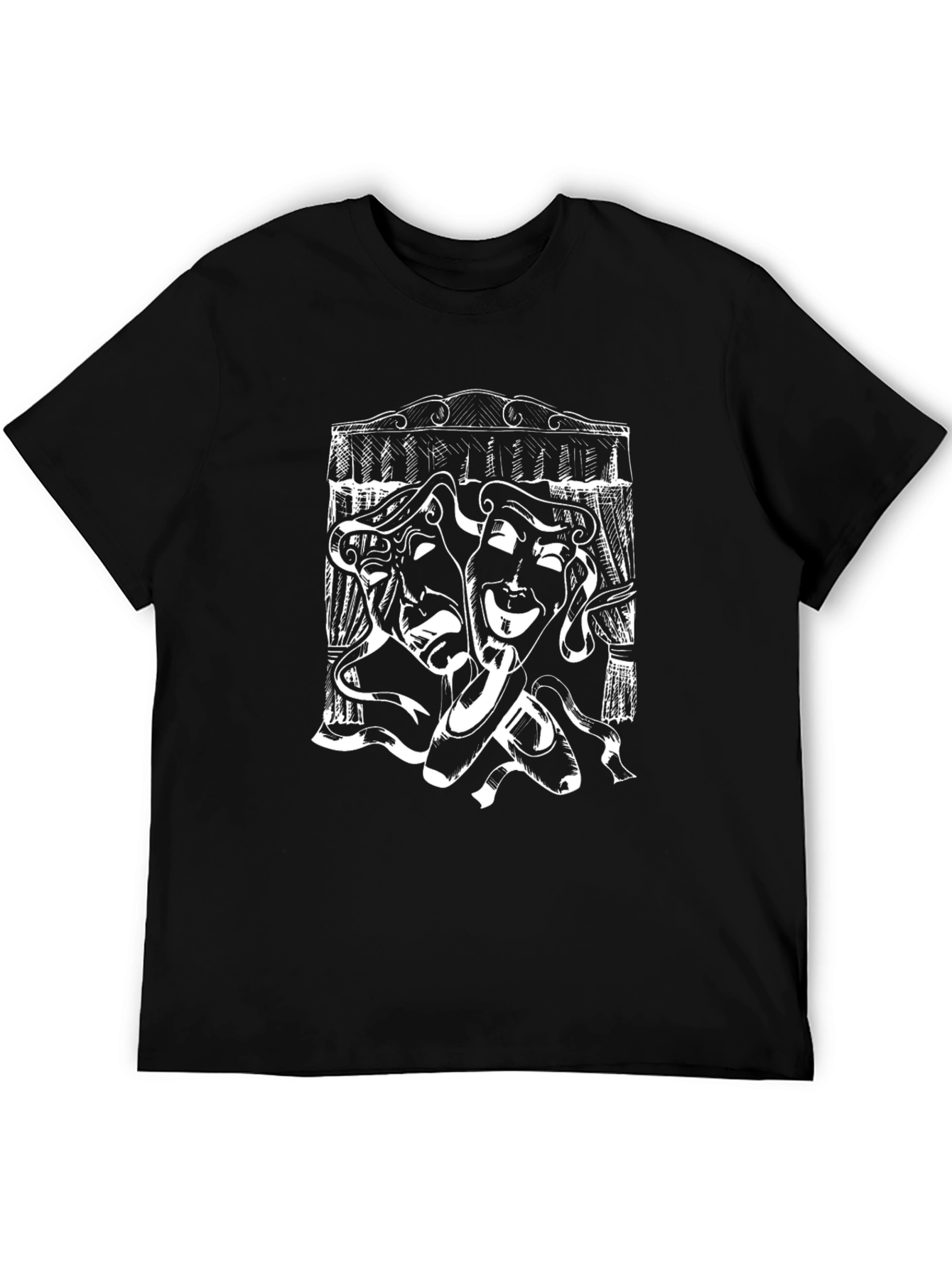 Drama Masks Graphic T-Shirt - Black - 5