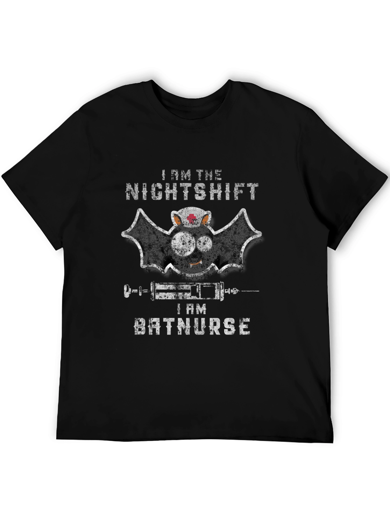 Black Nightshift Batnurse Graphic Tee - Halloween Nurse Shirt view 5
