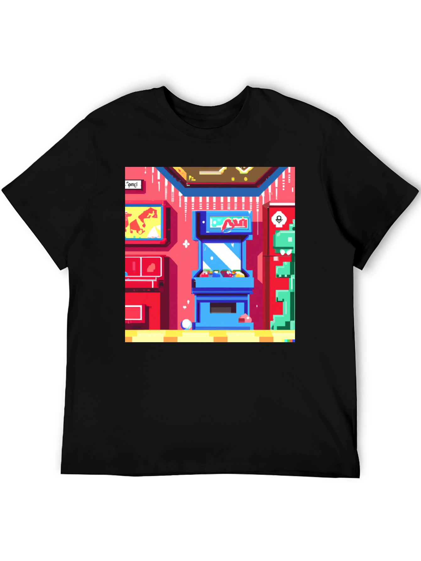 Black Retro Arcade Gamer T-Shirt - Black Cotton Tee view 5